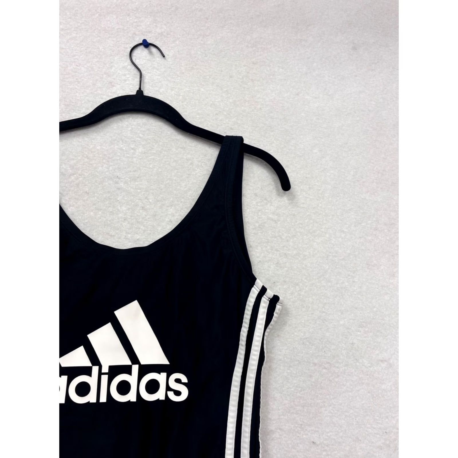 Adidas Adidas One Piece Swimsuit Black White Striped Logo Womens L Size ONE SIZE - 6 Thumbnail