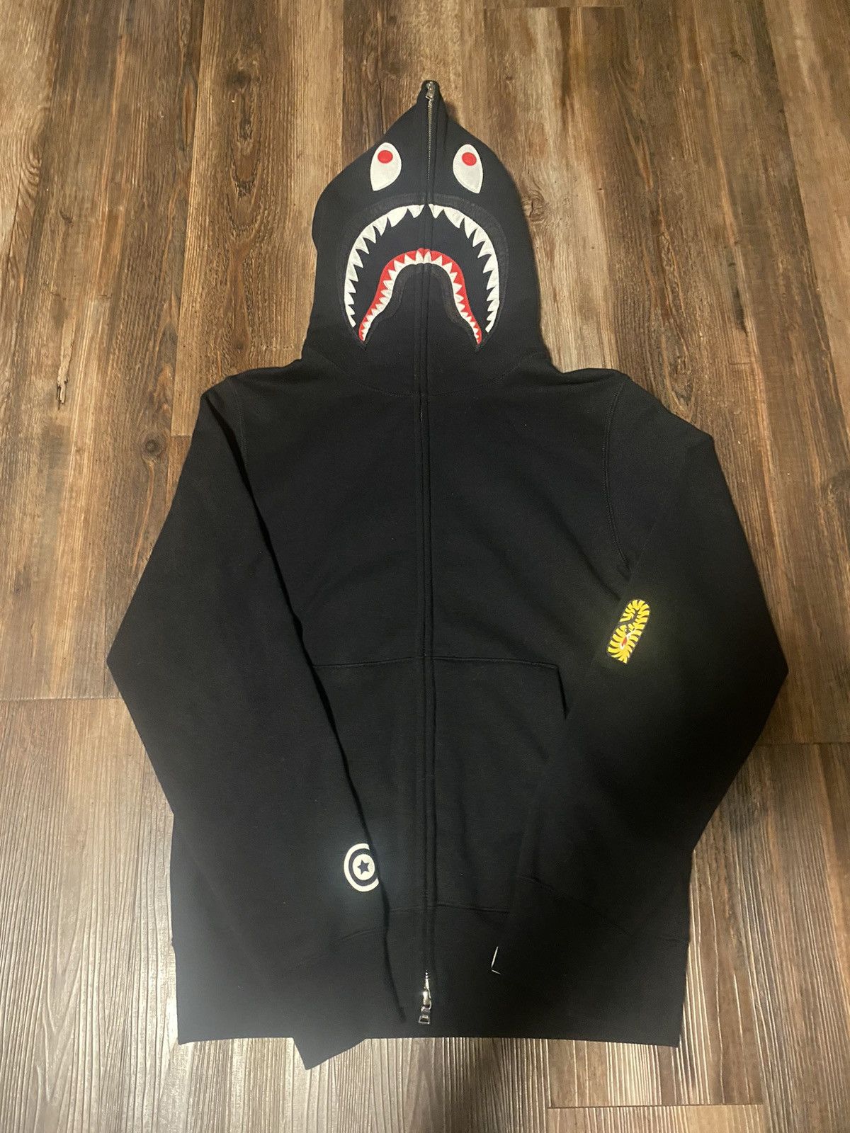 Bape ponr shark hoodie black hotsell