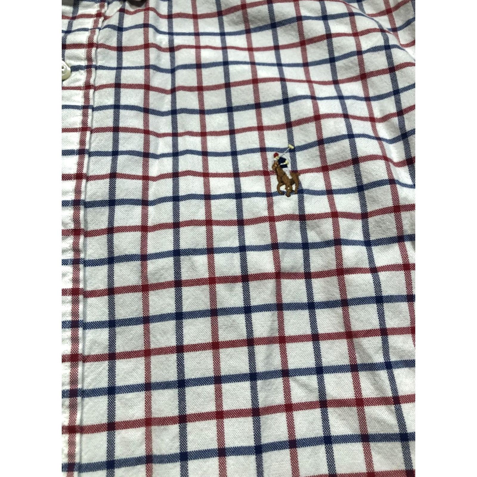 Ralph Lauren Ralph Lauren Shirt Mens Medium White Red Blue Plaid Stretch Oxford Button Down Shirt Size US M / EU 48-50 / 2 - 6 Thumbnail