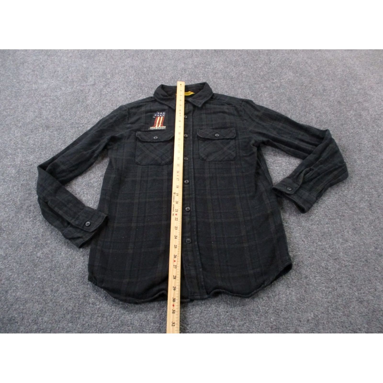 Harley Davidson Harley-Davidson Shirt Men S Black Plaid Flannel Motorcycle Biker Casual USA Flag Size US S / EU 44-46 / 1 - 3 Thumbnail