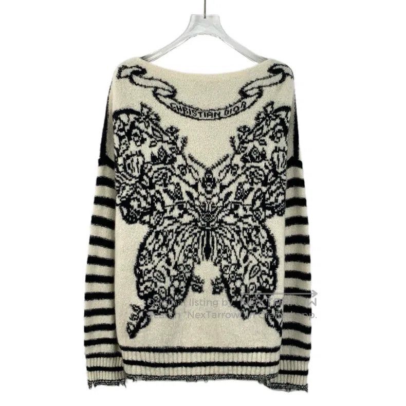 Dior Dior Colour-blocked striped butterfly inlaid cashmere roun Size XS / US 0-2 / IT 36-38 - 2 Thumbnail