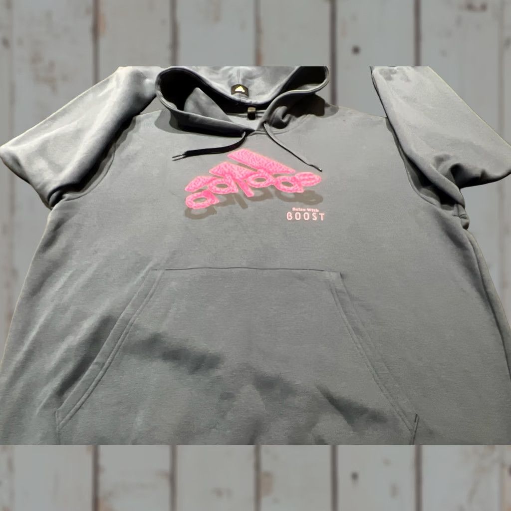 Adidas Adidas Hoodie Men XL Relax With Boost Pullover Hooded Fleece Cotton Blend Blue/Pink Size US XL / EU 56 / 4 - 1 Thumbnail