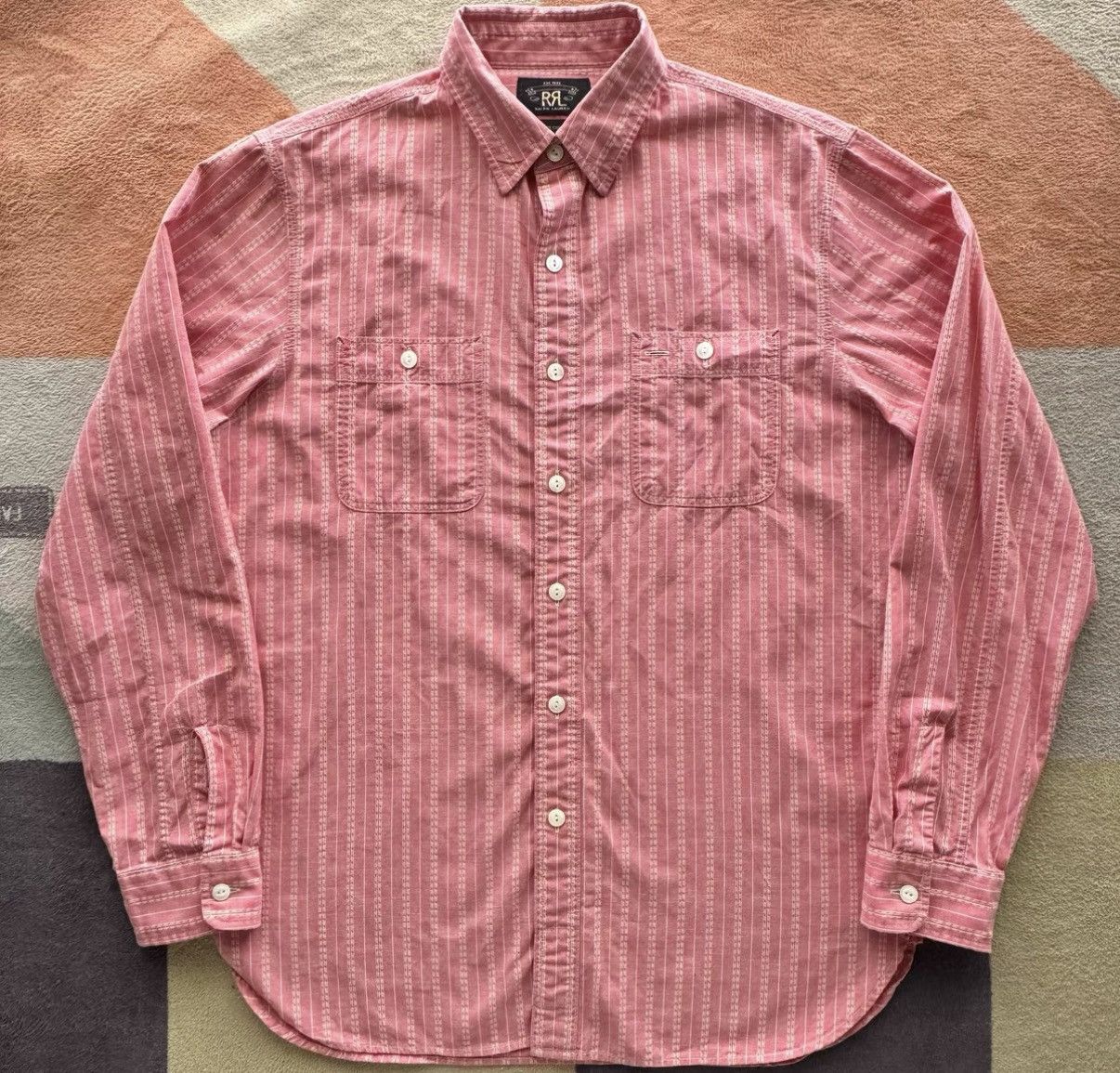 RRL Ralph Lauren RRL Ralph Lauren Double RL Pink Stripe Shirt K22 Size US M / EU 48-50 / 2 - 1 Thumbnail
