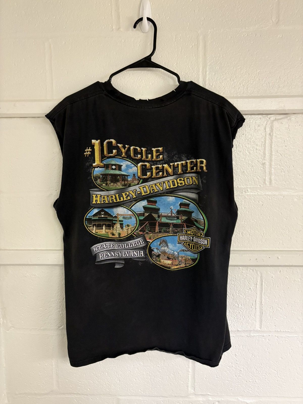 Vintage distress Harley Davidson Cutoff
