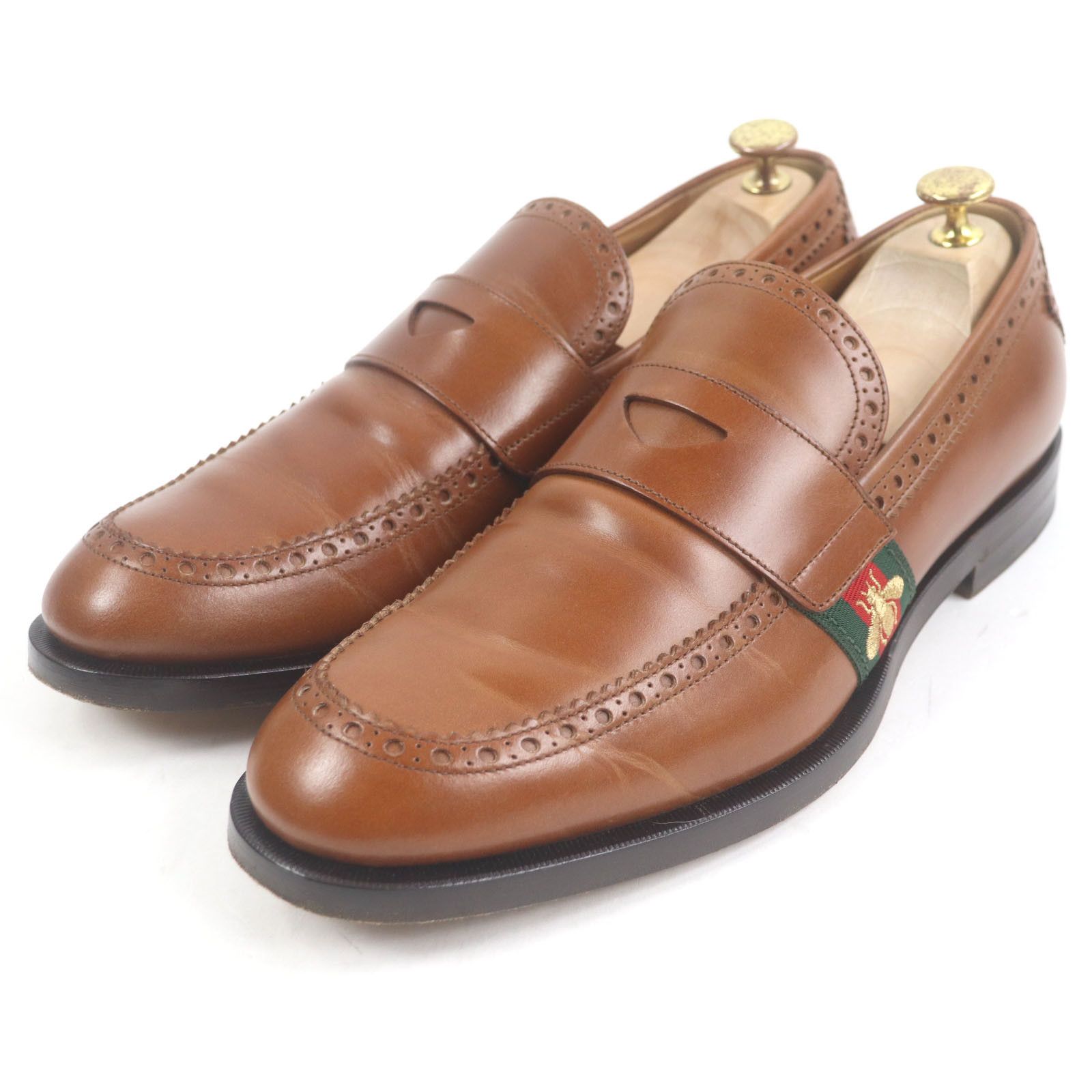 Gucci Gucci Gucci Bee embroidered web line leather loafers Leather Shoes 450990 DUTY FREE for USA Size ONE SIZE - 1 Thumbnail