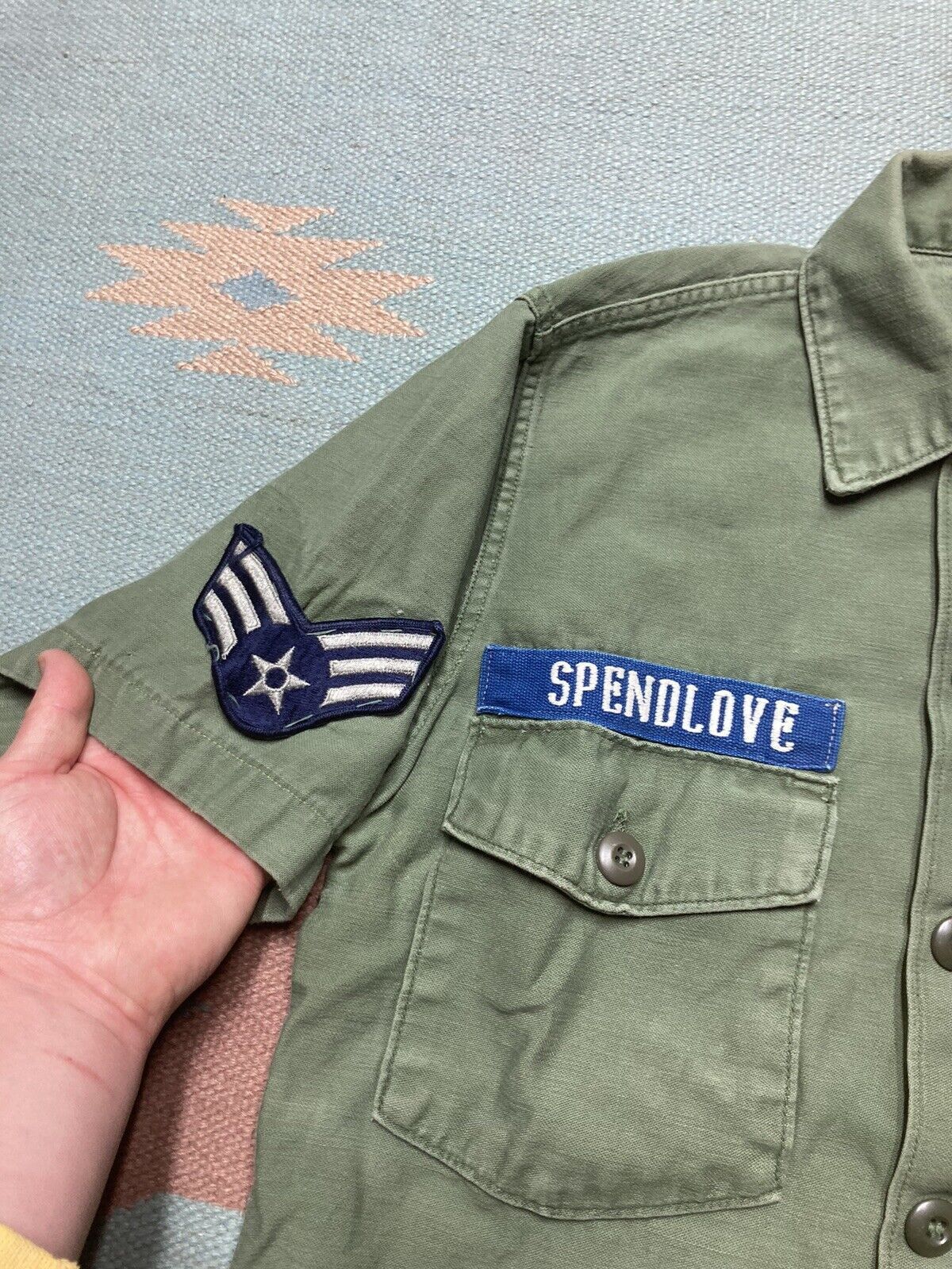 Vintage Vtg 60s OG 107 shirt top Air Force patched named vietnam S Size US S / EU 44-46 / 1 - 4 Thumbnail