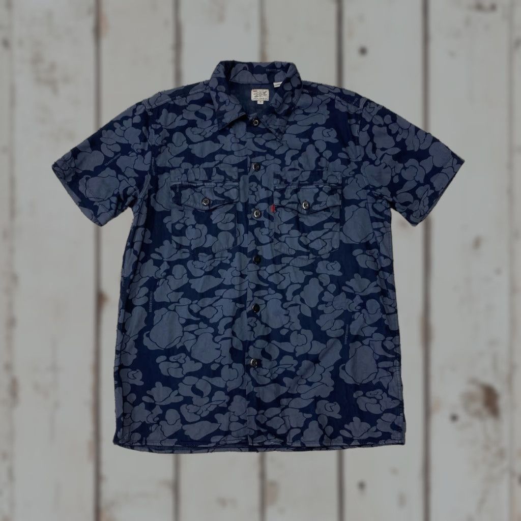 Levi's Levis Fresh Leaves Justin Timberlake Shirt Men M Blue Floral Short Sleeve Button-Up Sample Size US M / EU 48-50 / 2 - 1 Thumbnail