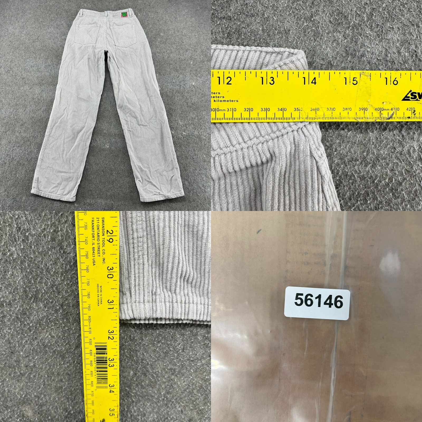 Empyre Empyre Pants Womens 4 Chino Corduroy Straight Relaxed Baggy 90s Hip Hop Gray Cotton Fall Winter Spring You Mens Women Girls Size 27" / US 4 / IT 40 - 8 Thumbnail