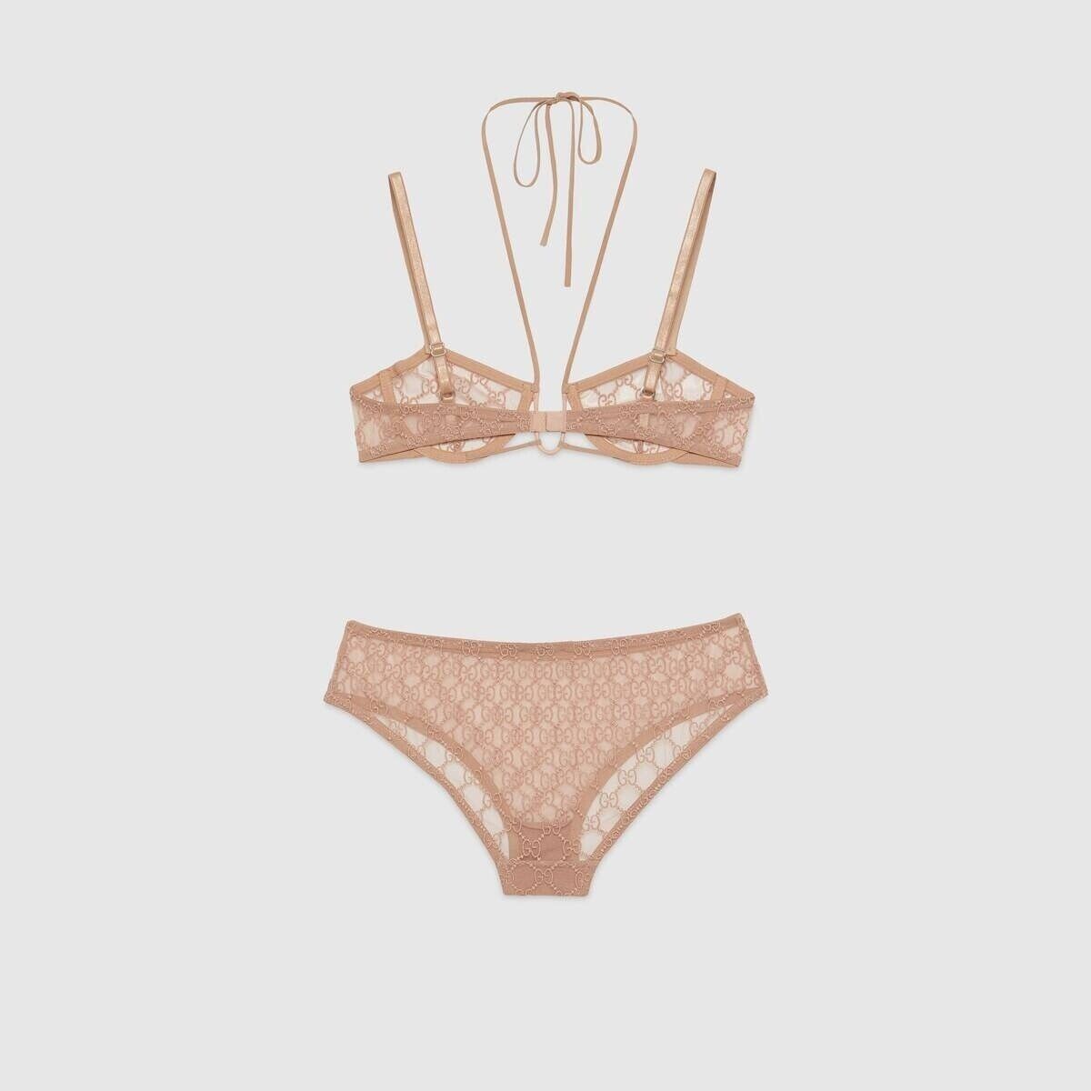 Gucci NWT GUCCI LINGERIE SET PINK GG TULLE LACE BOWS NECK AROUND H Size M / US 6-8 / IT 42-44 - 2 Thumbnail