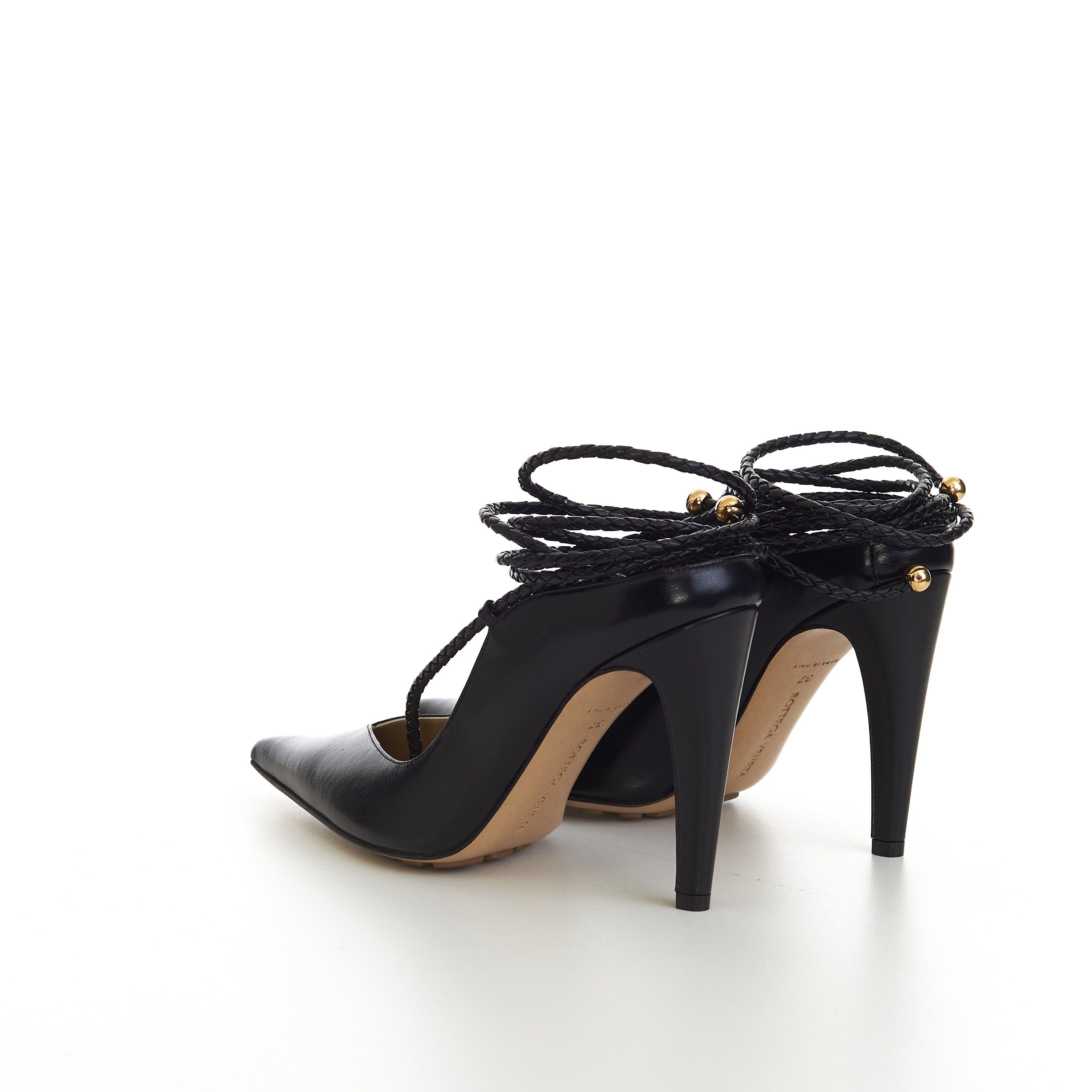 Bottega Veneta Spritz Strap Open Back Pumps In Black Leather Size US 6 / IT 36 - 5 Thumbnail