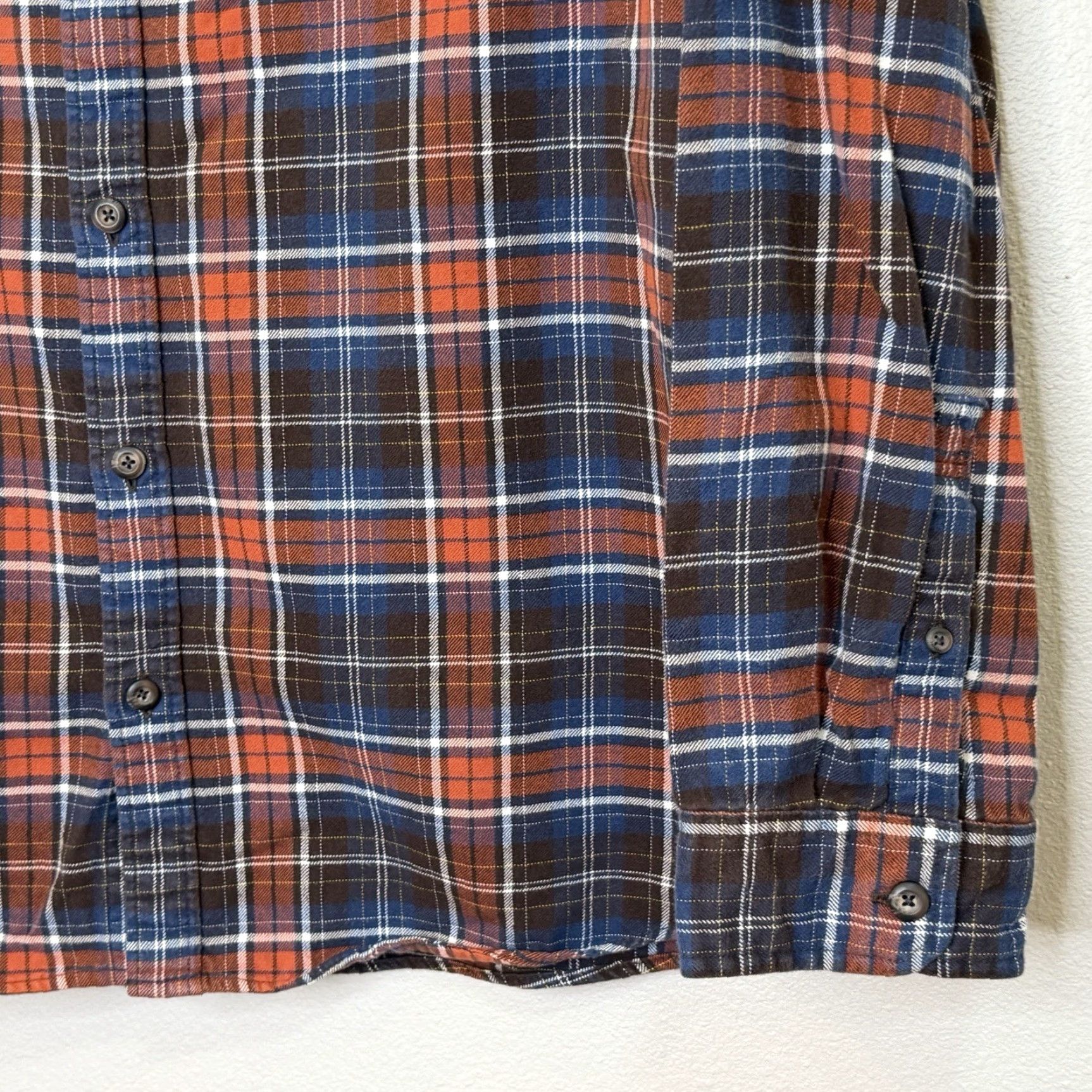 Eddie Bauer Eddie Bauer Flannel Button Down Shirt Mens 3XL Orange Blue White Plaid Relaxed Fit Long Sleeve Collared 100% Cotton Mens Size US XXL / EU 58 / 5 - 3 Thumbnail