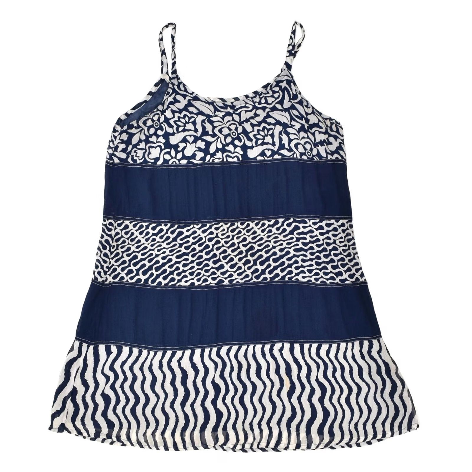 Vintage Vintage SWEET SMILE Tunic Cami Top Womens Medium UK 14 Blue Colourblock SD04 Size M / US 6-8 / IT 42-44 - 2 Thumbnail