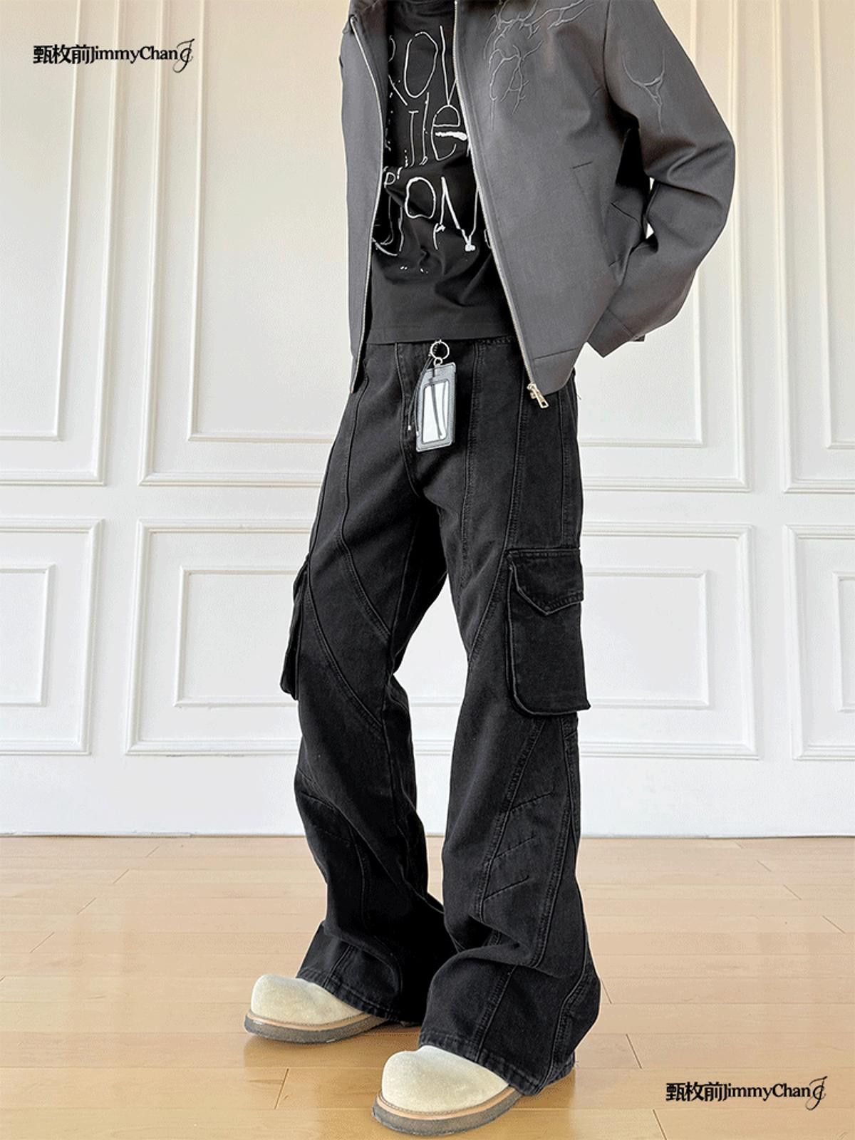 Other Black Flared Cargo Pants Size US 32 / EU 48 - 6 Thumbnail