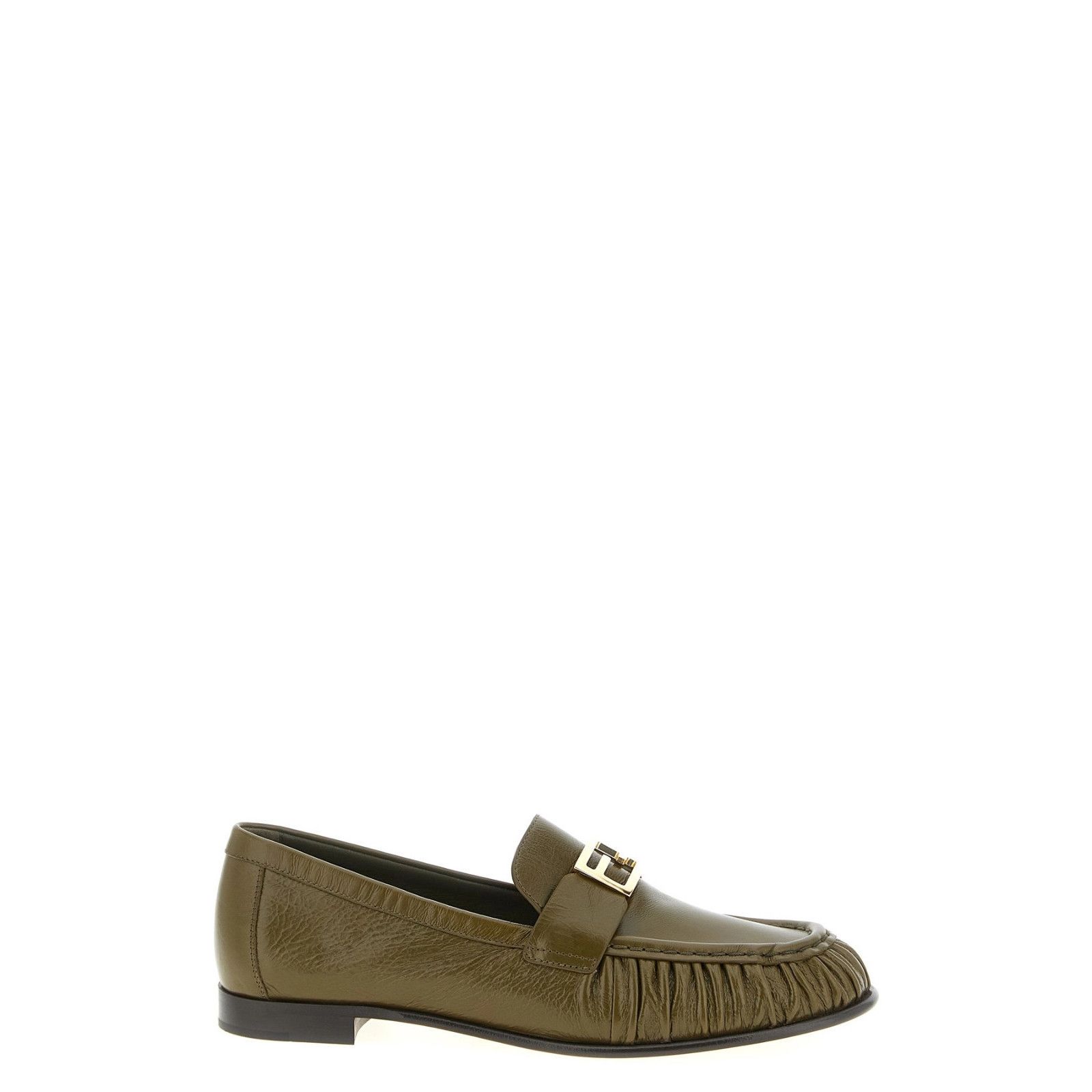 FENDI Green Leather Loafers New