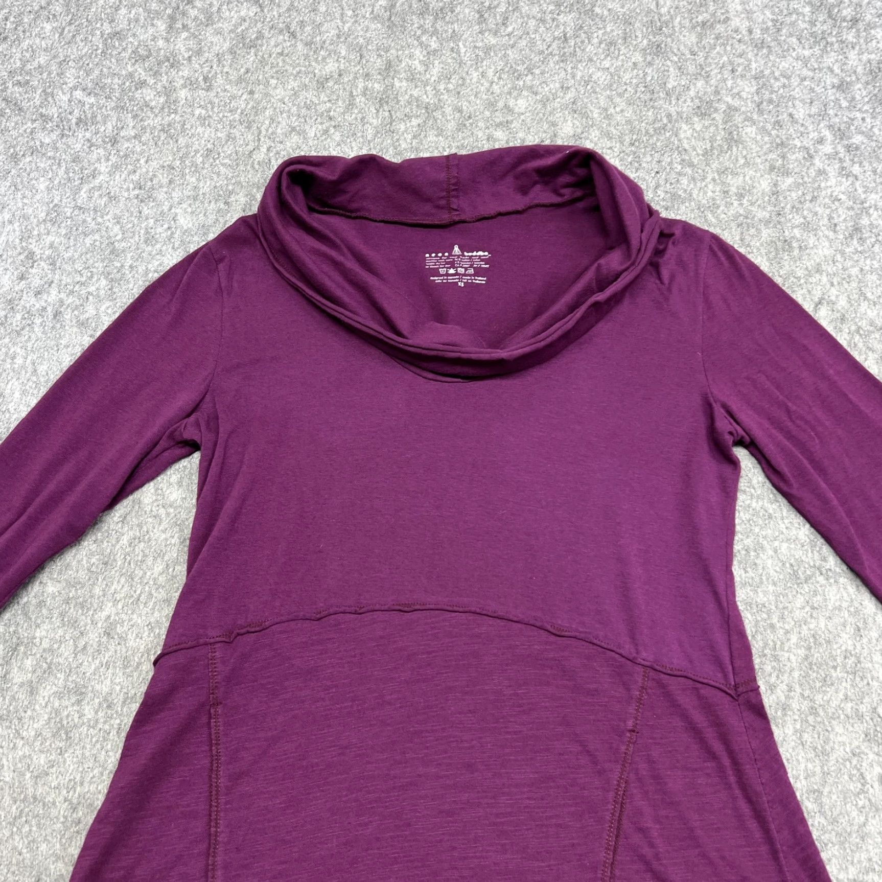Vintage Neon Buddha Womens XS Purple Cowl Neck 3/4 Sleeve Tunic Top Pockets Shirt Blouse Dressy Casual Knit Jersey Knit Tunic Shirt Size XS / US 0-2 / IT 36-38 - 4 Thumbnail
