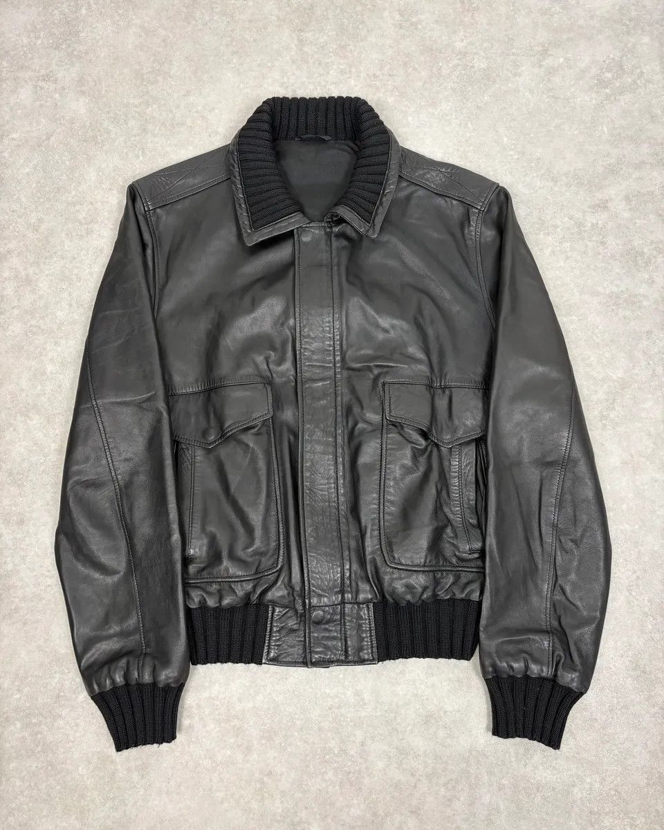 Daniele Alessandrini 2000s Daniele Alessandrini Aviator Black Leather Jacket Size US M / EU 48-50 / 2 - 1 Thumbnail