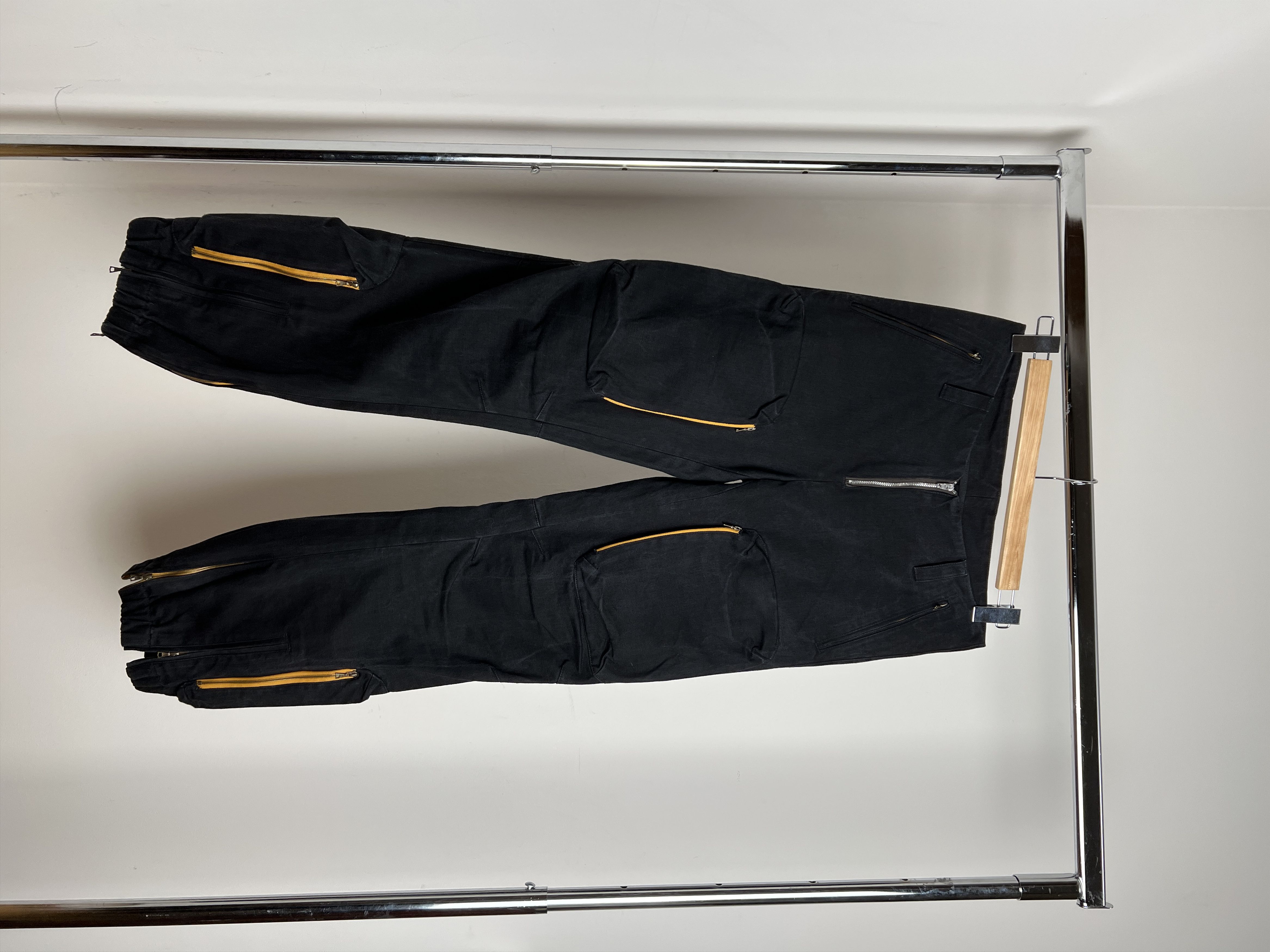image of Handcrafted Nktrmnv 11 Zippers Cargo Pants in Black/Orange, Men's (Size 32)