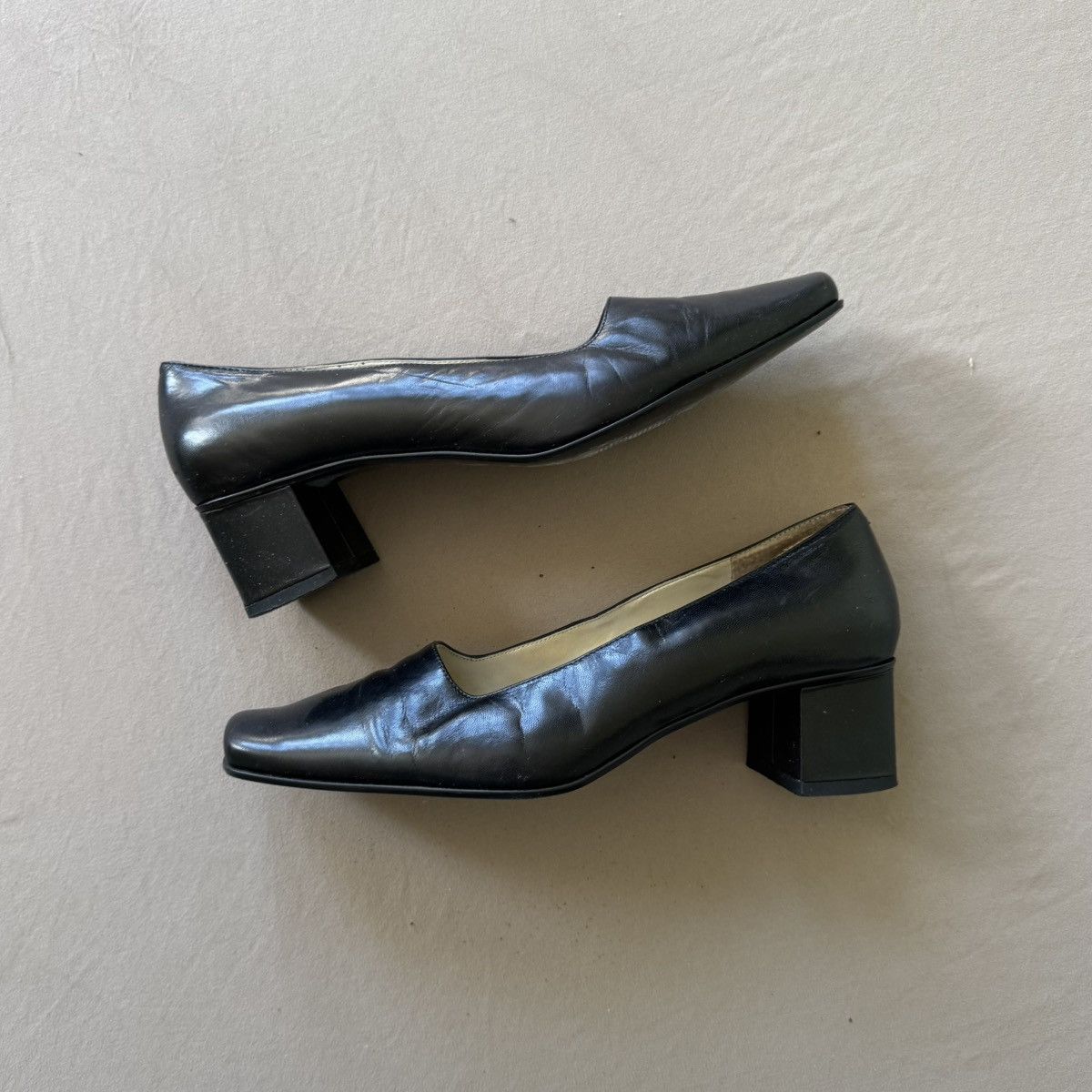 Nine West Vintage Nine West MAURGAN Black leather square toe pumps Size US 7.5 / IT 37.5 - 1 Thumbnail
