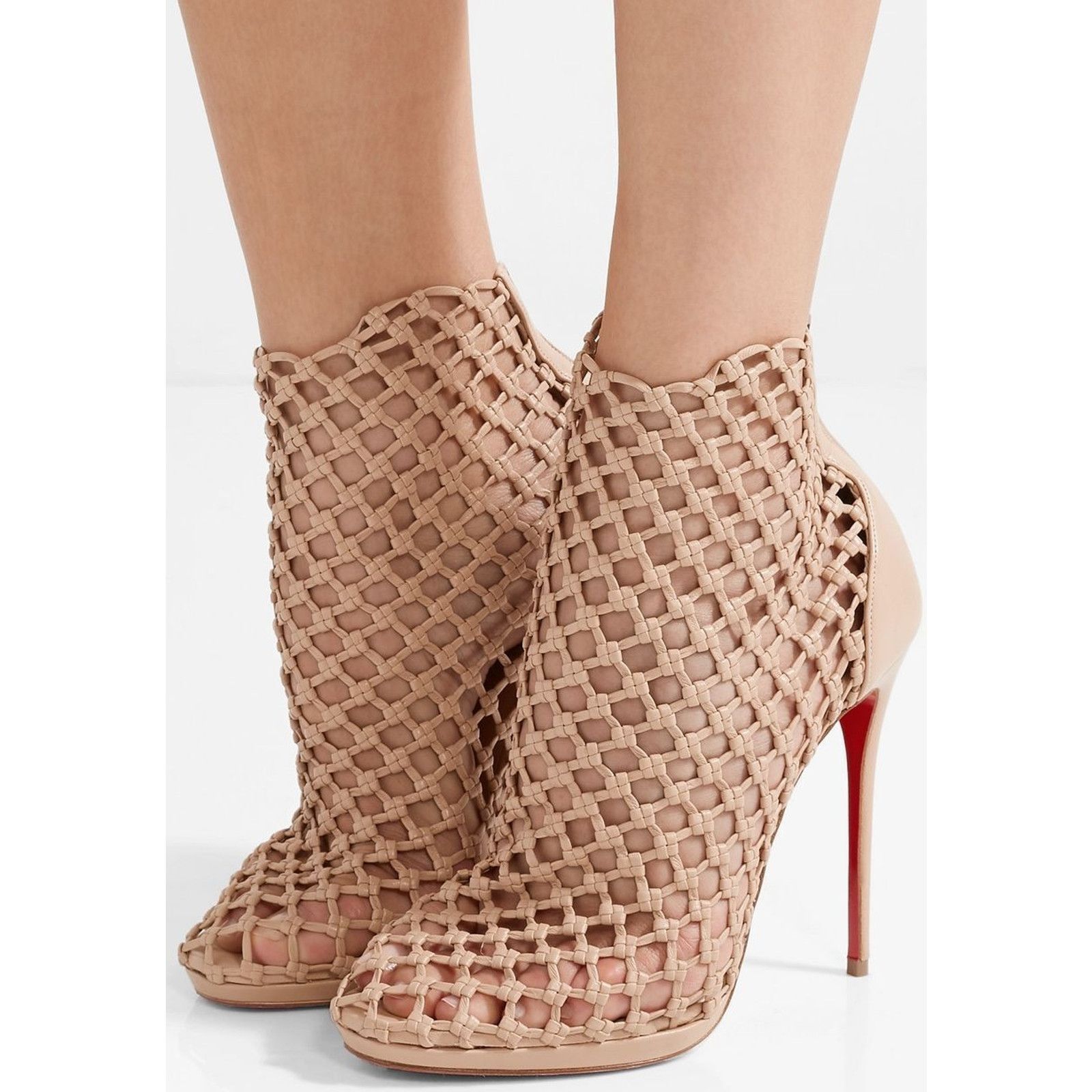 Christian Louboutin Christian Louboutin Porligat 120 Nu Nude Beige Caged Boot Size US 7 / IT 37 - 3 Thumbnail