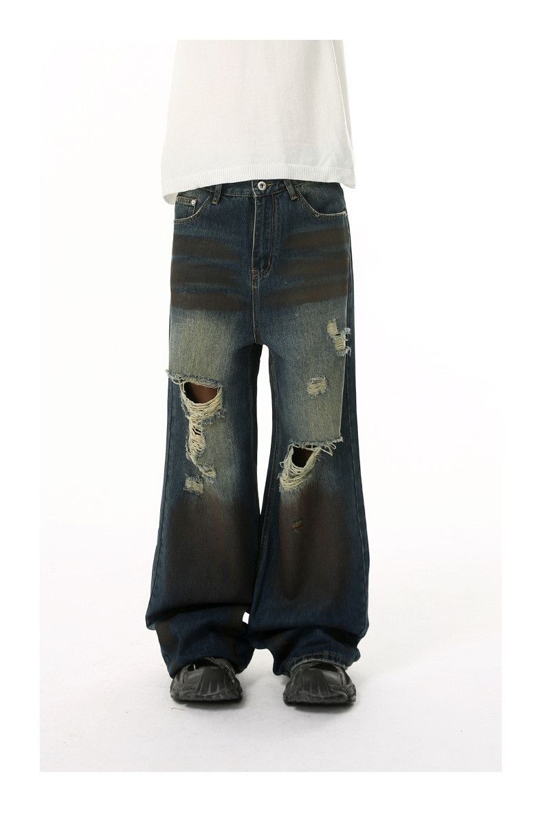 Japanese Brand × Jean American high street cool distressed straight jeans Size US 32 / EU 48 - 1 Thumbnail