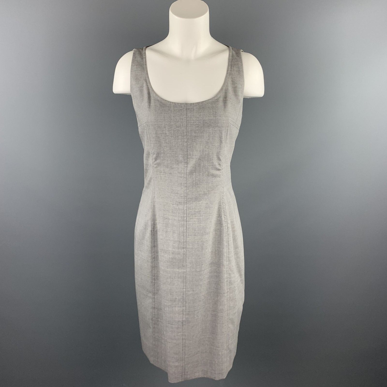 Akris AKRIS Size 6 Grey Heather Viscose Scoop Neck Shift Dress Size M / US 6-8 / IT 42-44 - 1 Thumbnail