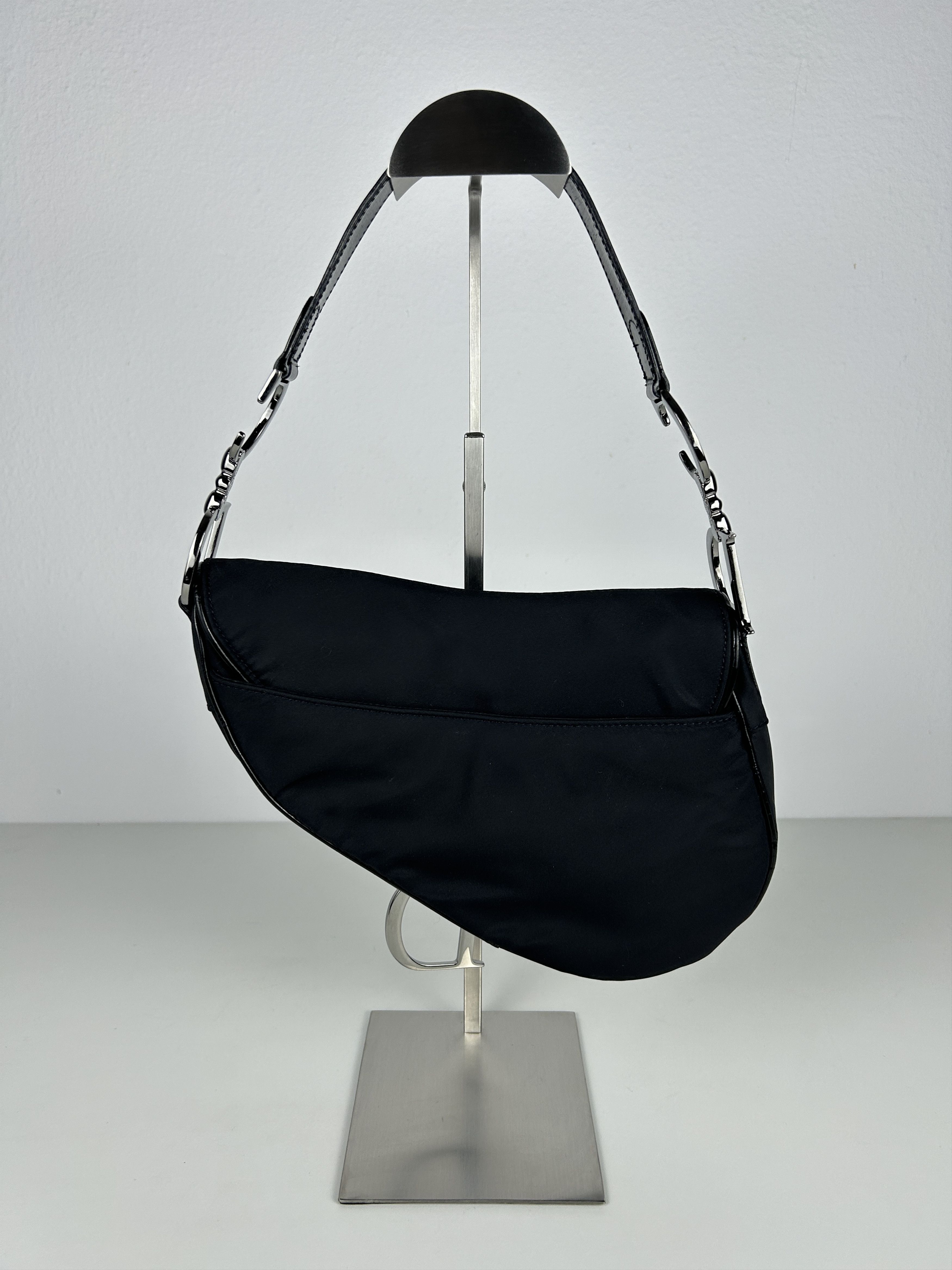 Dior 2001 Dior black satin and patent leather saddle bag Size ONE SIZE - 2 Thumbnail