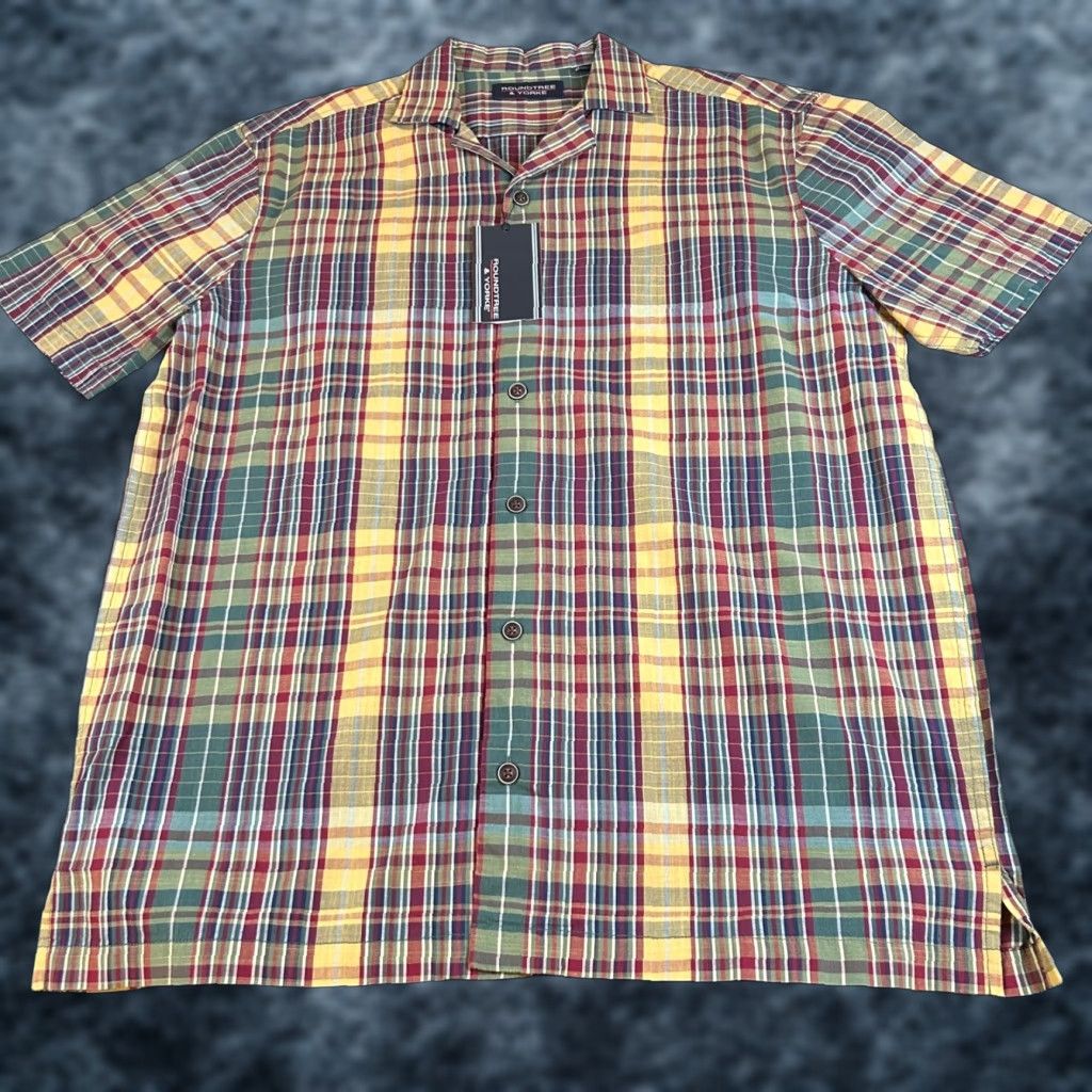 Roundtree & Yorke Roundtree & Yorke Plaid Shirt Short Sleeve Button Up Colorful Mens Medium NWT Size US M / EU 48-50 / 2 - 1 Thumbnail