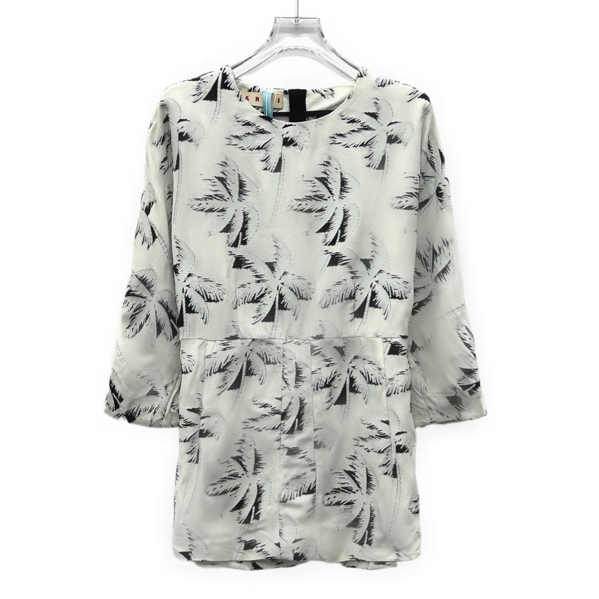 Marni MARNI White Palm Tree Printed Long Sleeve Dress K26WX Size M / US 6-8 / IT 42-44 - 1 Thumbnail