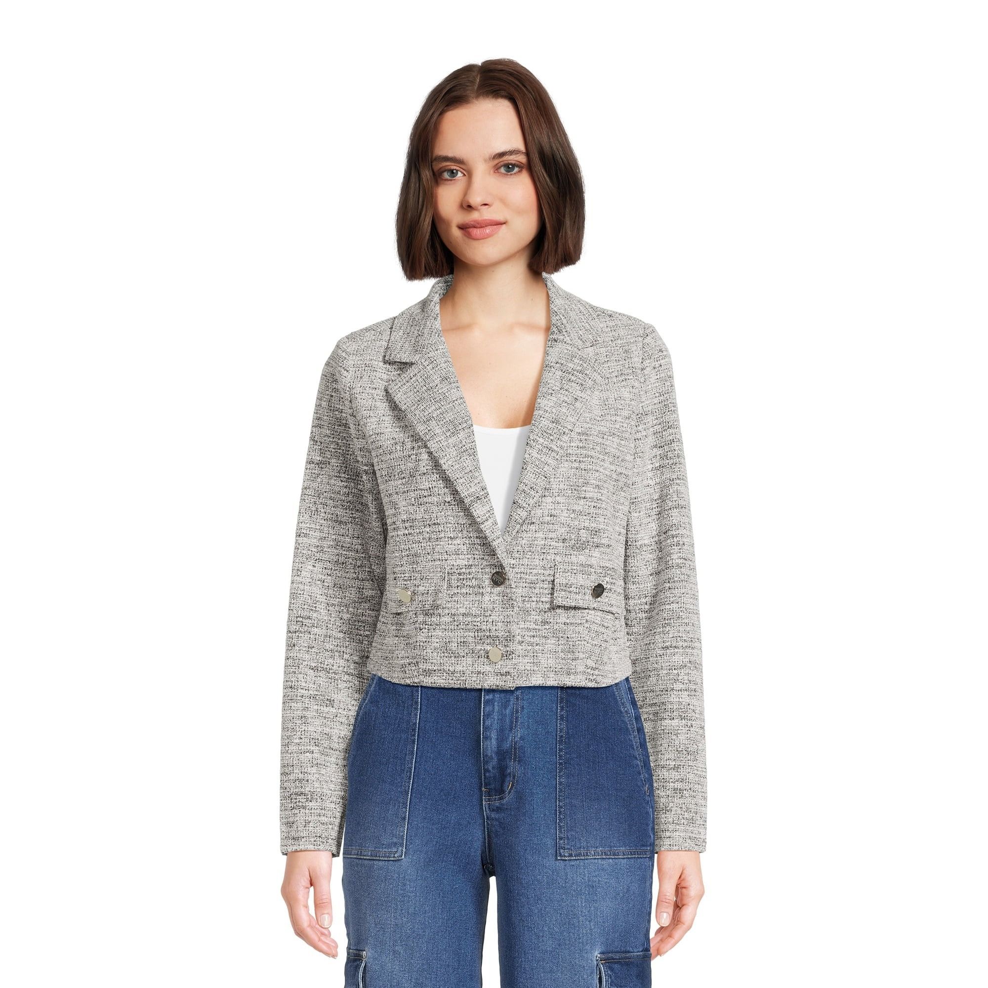 Madden NYC Madden NYC Womens Tweed Cropped Blazer Jacket Size S Size S / US 4 / IT 40 - 13 Thumbnail