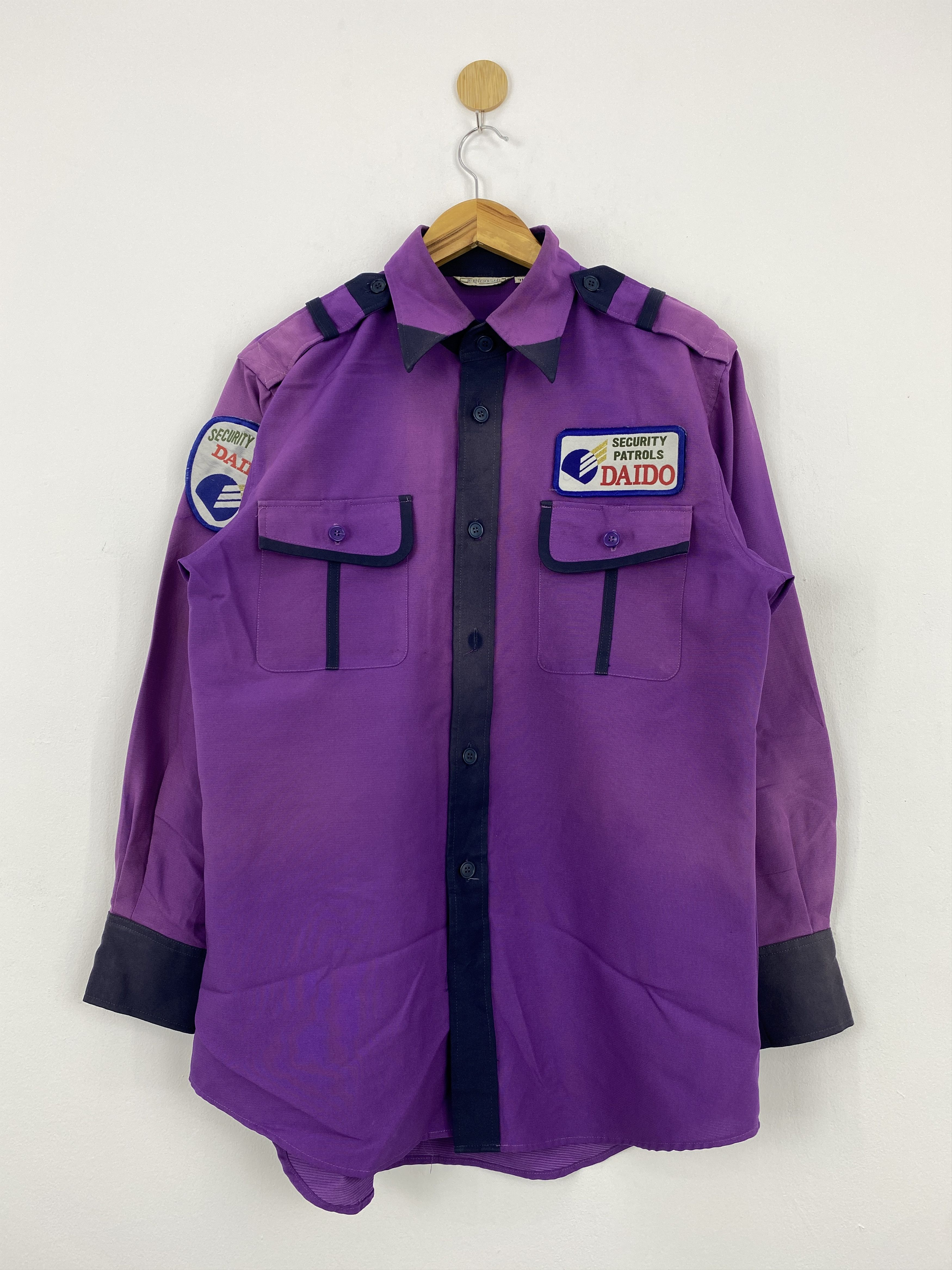 image of Vintage Japanese Security Patrol Daido Uniform Jacket in Purple, Men's (Size 2XL)