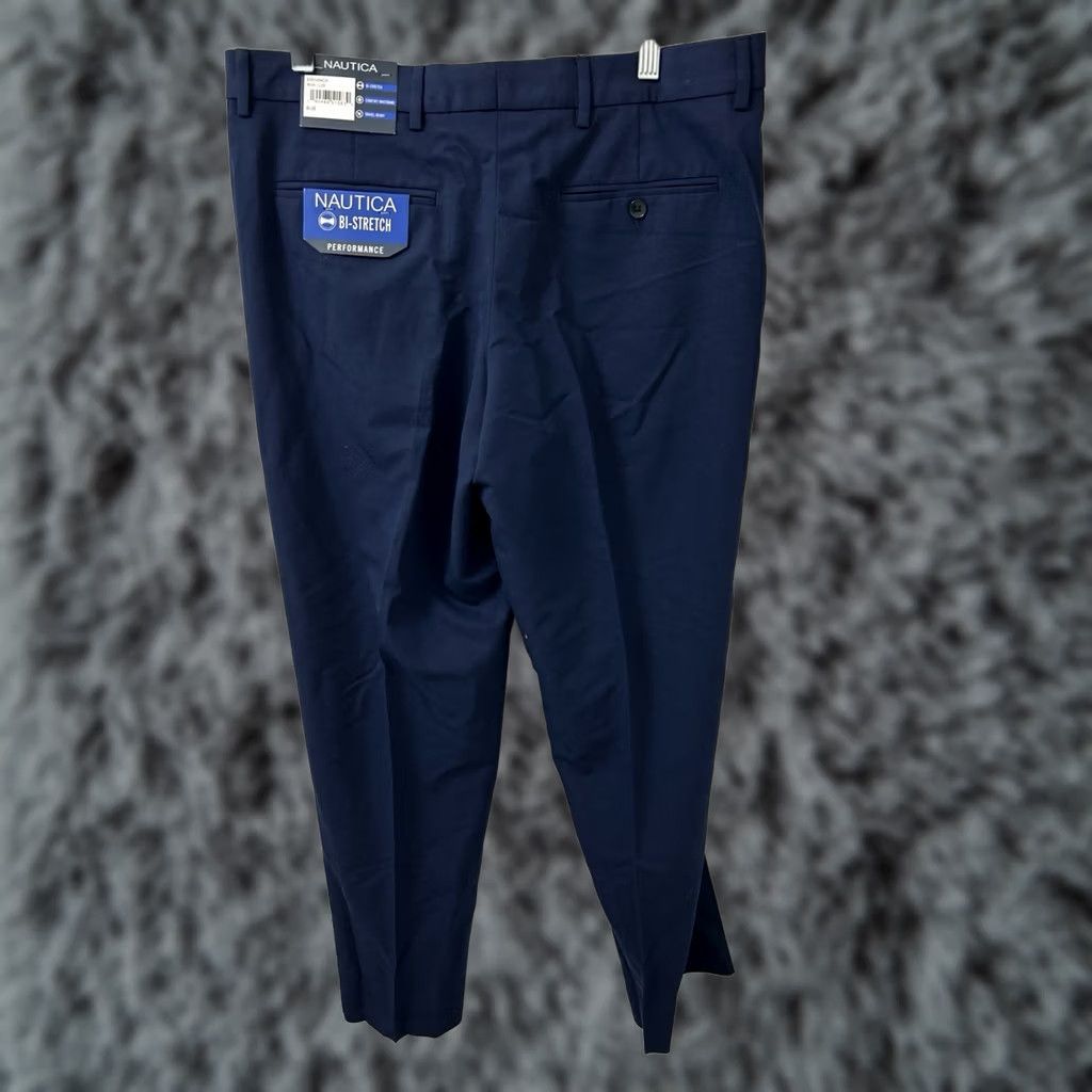 Nautica Nautica Performance Pants Mens 34x29 Blue Bi-Stretch Comfort Waistband Dress Pants Travel Business Size US 34 / EU 50 - 1 Thumbnail