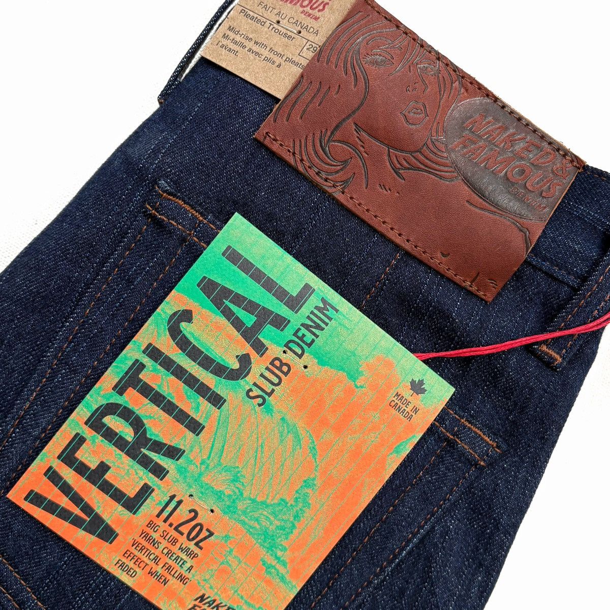 2000s archive faded vertical drop denim NWT Naked & Famous Pleated 