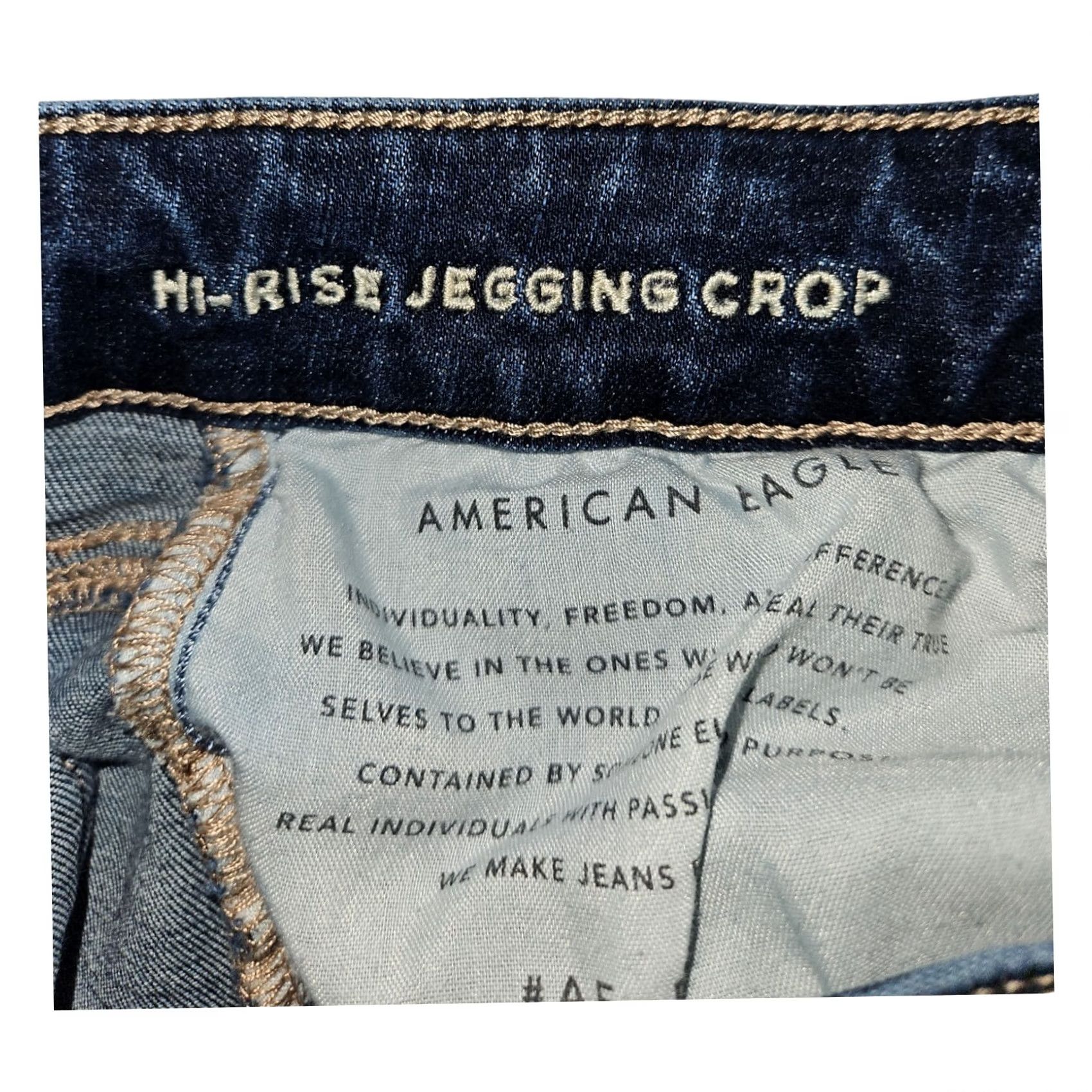 American Eagle Outfitters VINTAGE American Eagle High Rise Jegging Crop Women's 6 Blue Distressed Preppy City Hipster Casual Girls Size 28" / US 6 / IT 42 - 2 Thumbnail