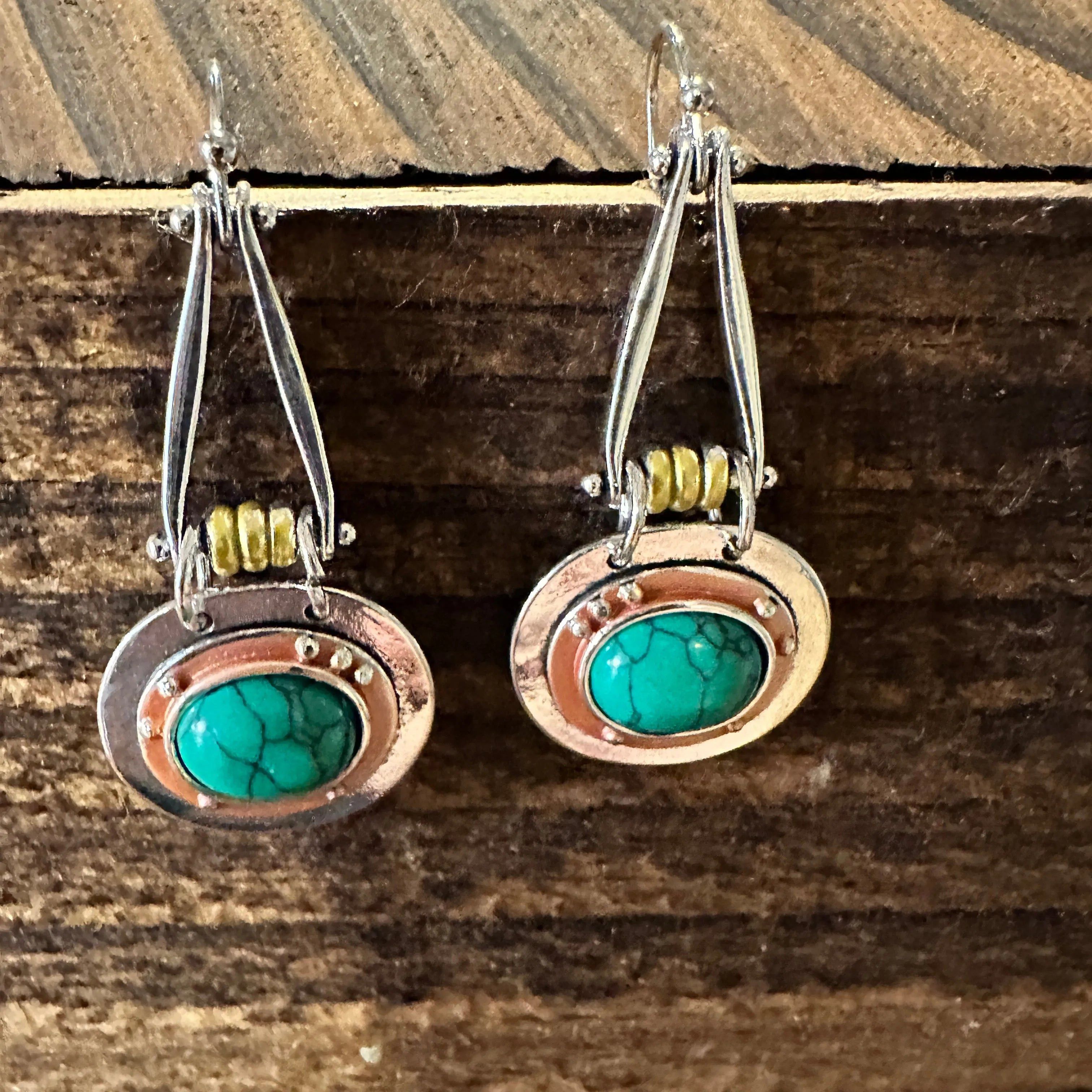 Other Boho Hippie Cowgirl Western Green Agate Teardrop Silver Earr Size ONE SIZE - 7 Thumbnail