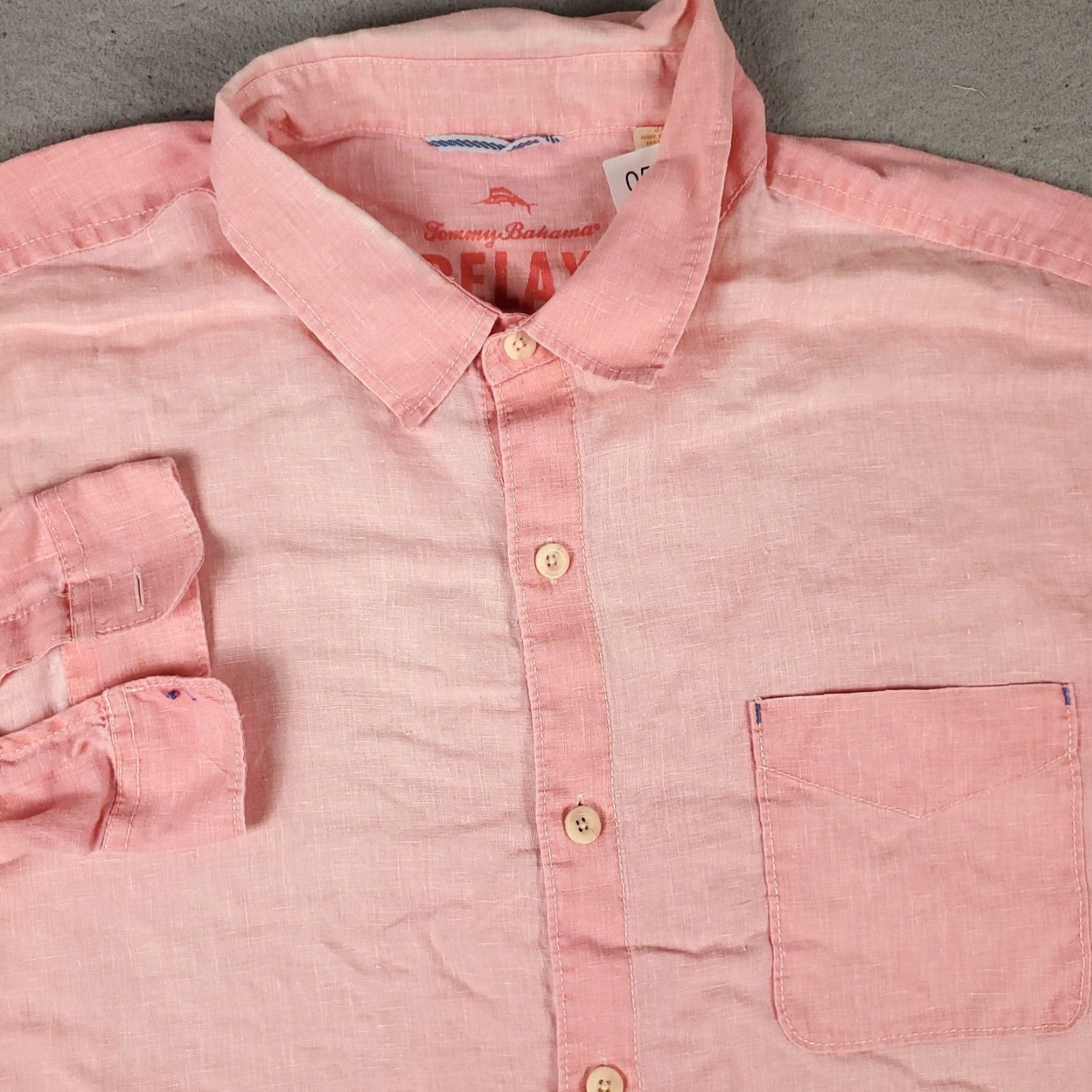 Tommy Bahama Tommy Bahama Shirt Mens 2XT Pink Linen Button-Up Long Sleeve Casual Size US XXL / EU 58 / 5 - 2 Thumbnail