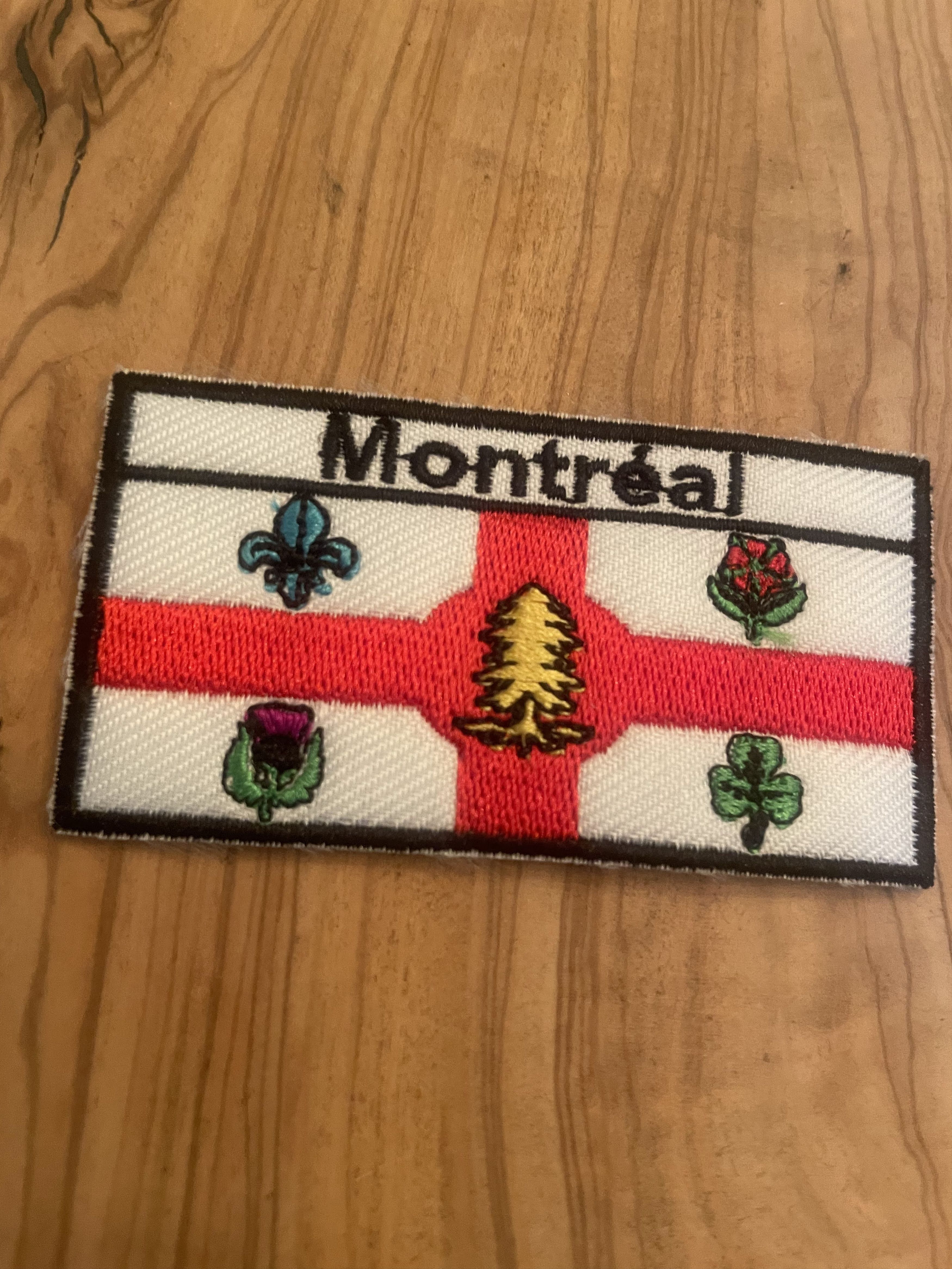Other Vintage 90s LARGE MONTREAL FLAG Sew / Iron-On Patch Canadian Size ONE SIZE - 1 Thumbnail