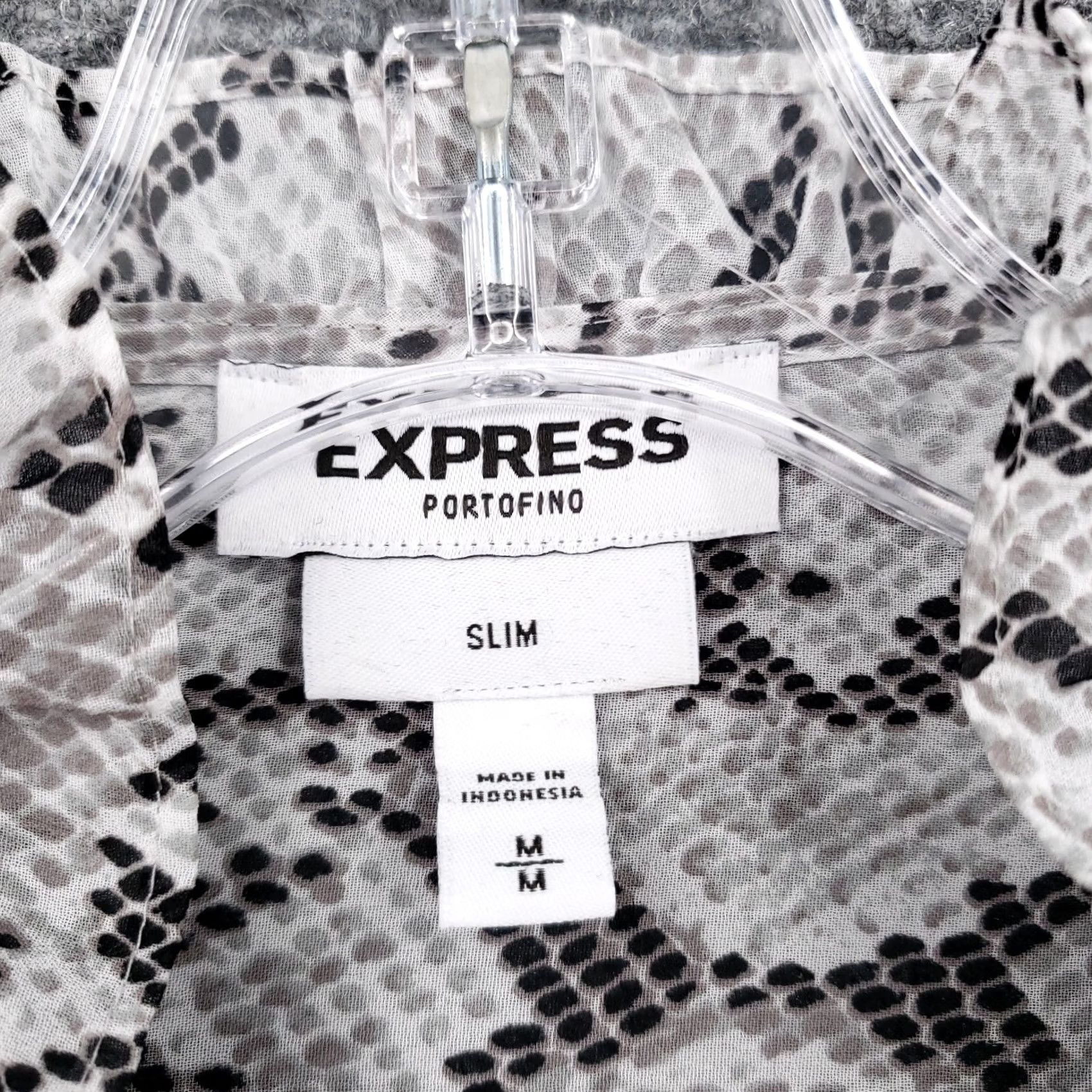 Express Express Blouse Women's M Slim Gray Button Down Snake Print Long Sleeve Size M / US 6-8 / IT 42-44 - 6 Thumbnail