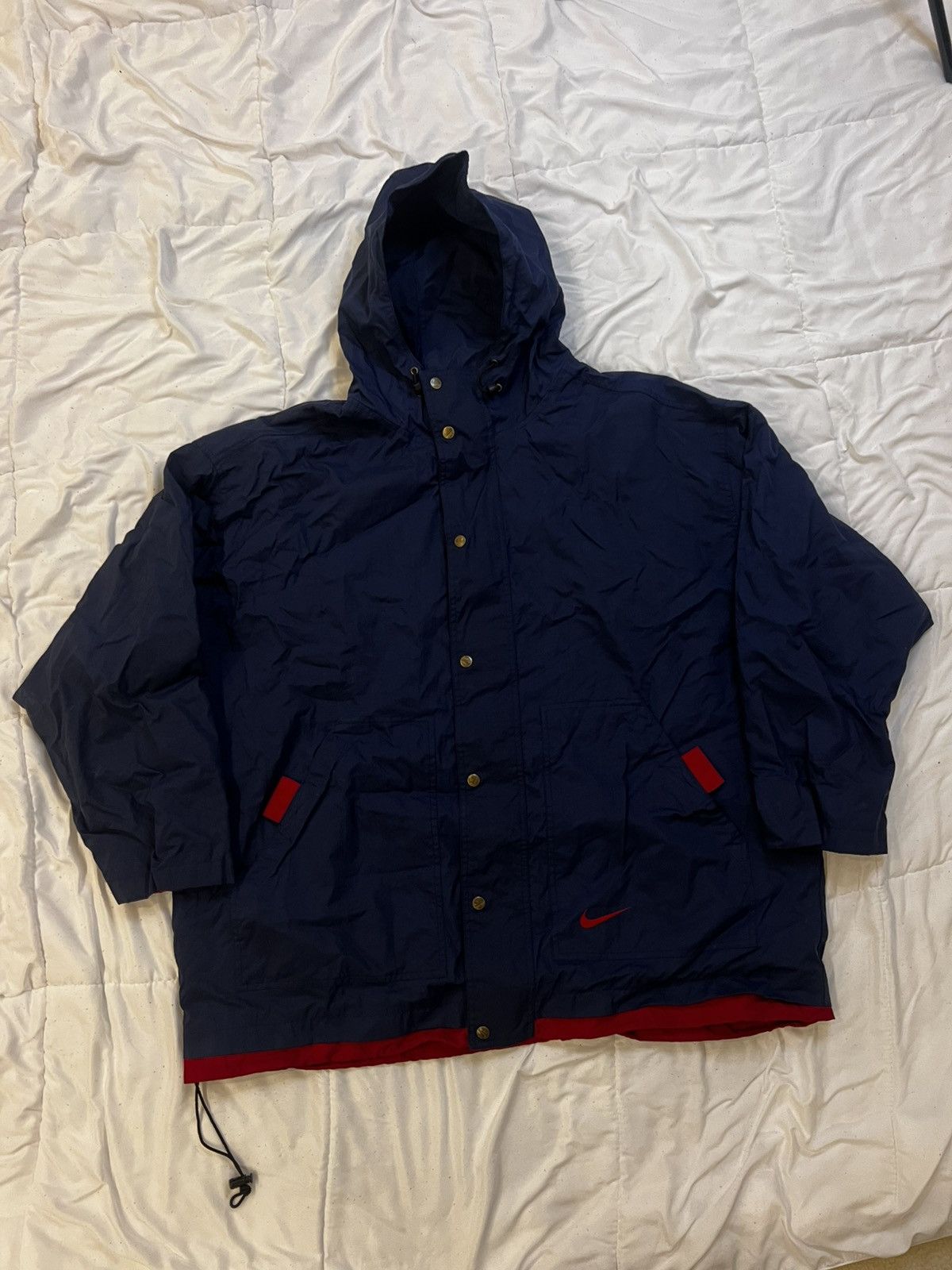 Nike × Vintage Vintage 90’s NIKE Winter Windbreaker Hooded Size US XL / EU 56 / 4 - 1 Thumbnail