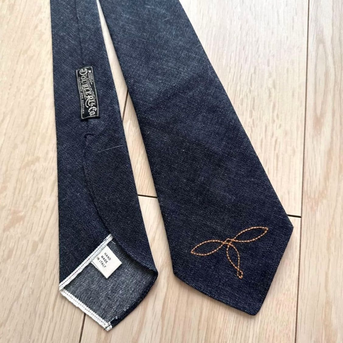 Ralph Lauren VINTAGE RRL Ralph Lauren Medallion Stich Indigo Denim Tie Handmade Blue Excellent Size ONE SIZE - 7 Thumbnail