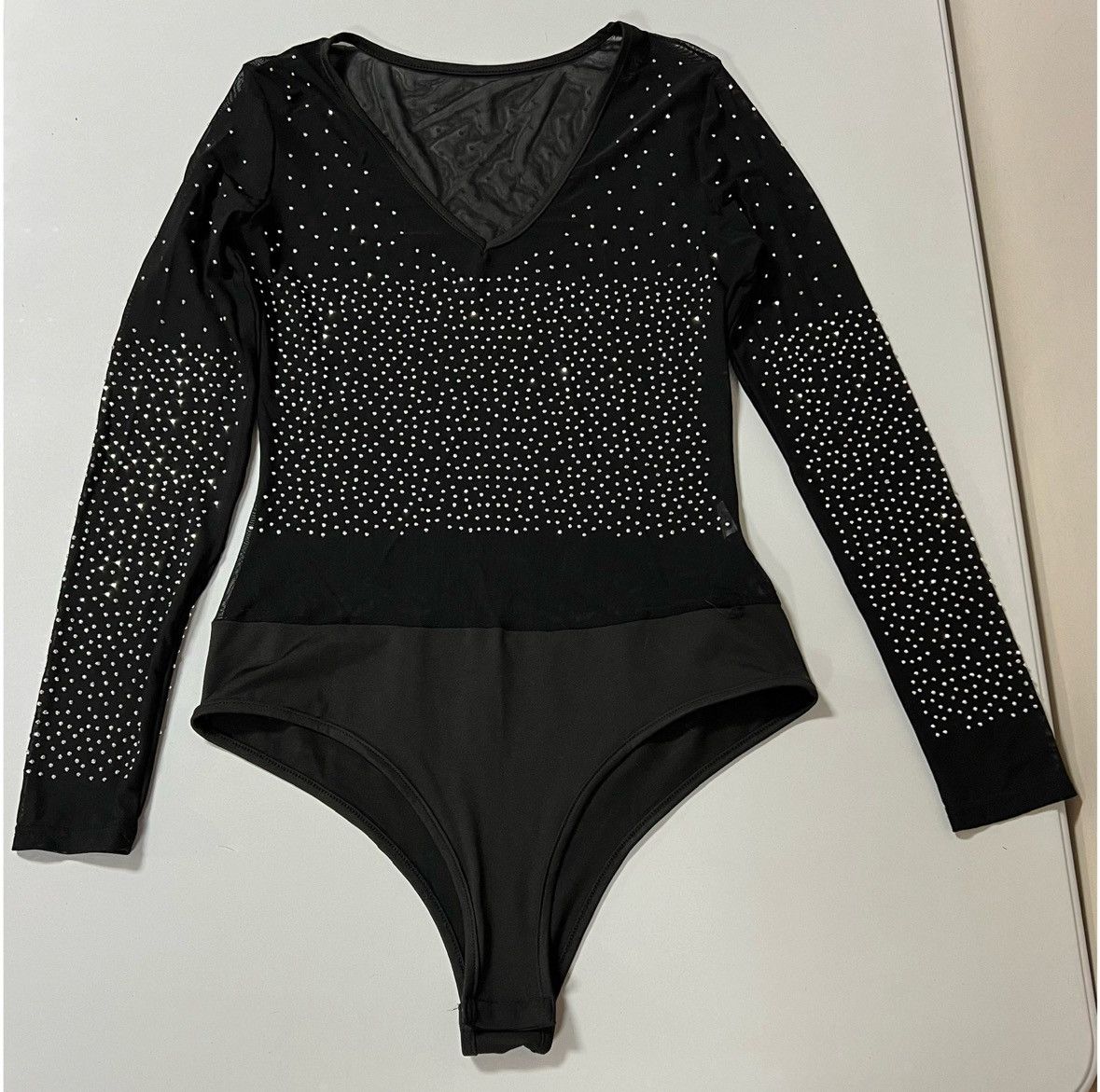 Vintage Black Diamond V-Neck Long Sleeve Shirt Top Bodysuit Size M 💎 Size M / US 6-8 / IT 42-44 - 1 Thumbnail