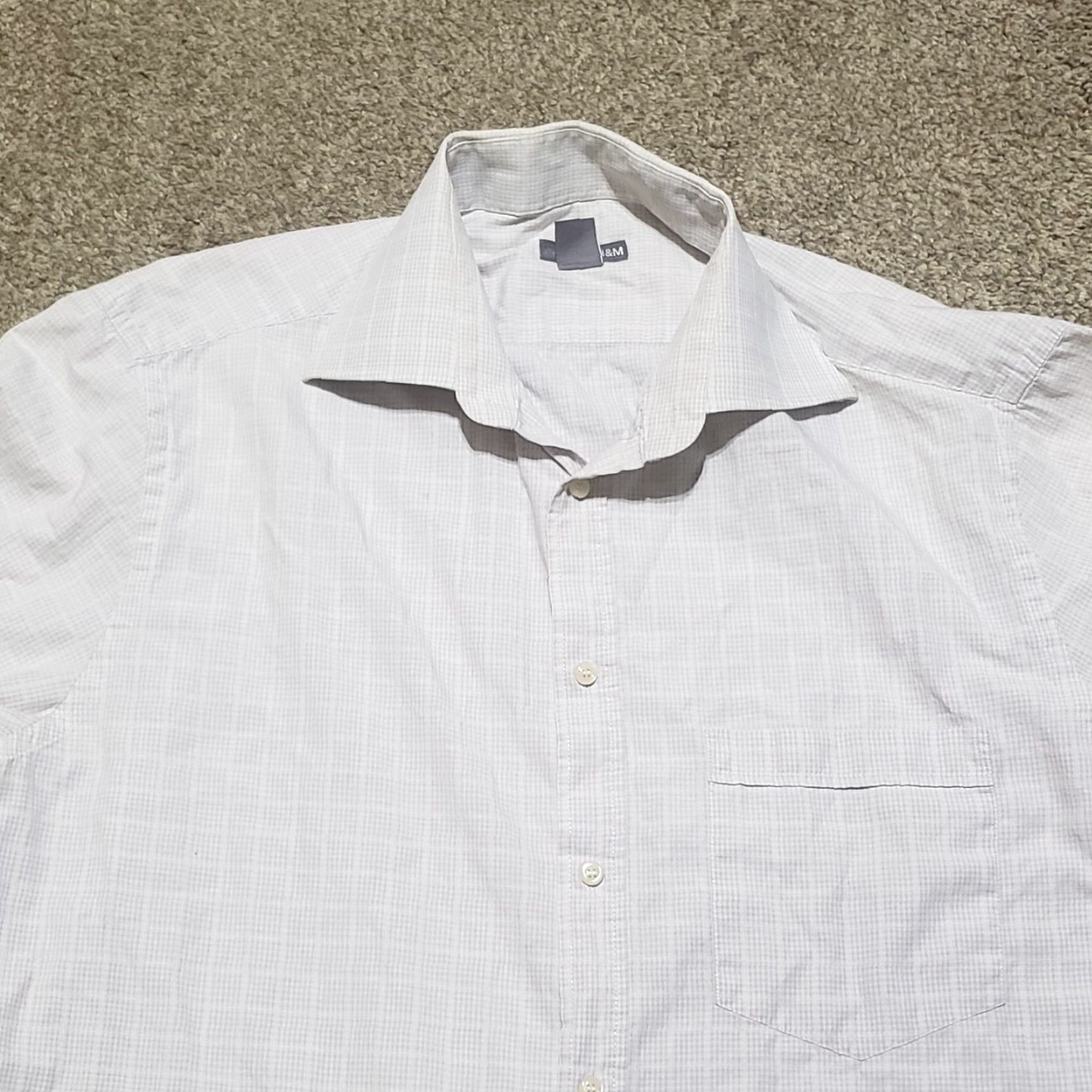 H&M H&M Shirt Button-Up Long Sleeve Adult XL Gray Solid Men Clothing Size US XL / EU 56 / 4 - 2 Thumbnail