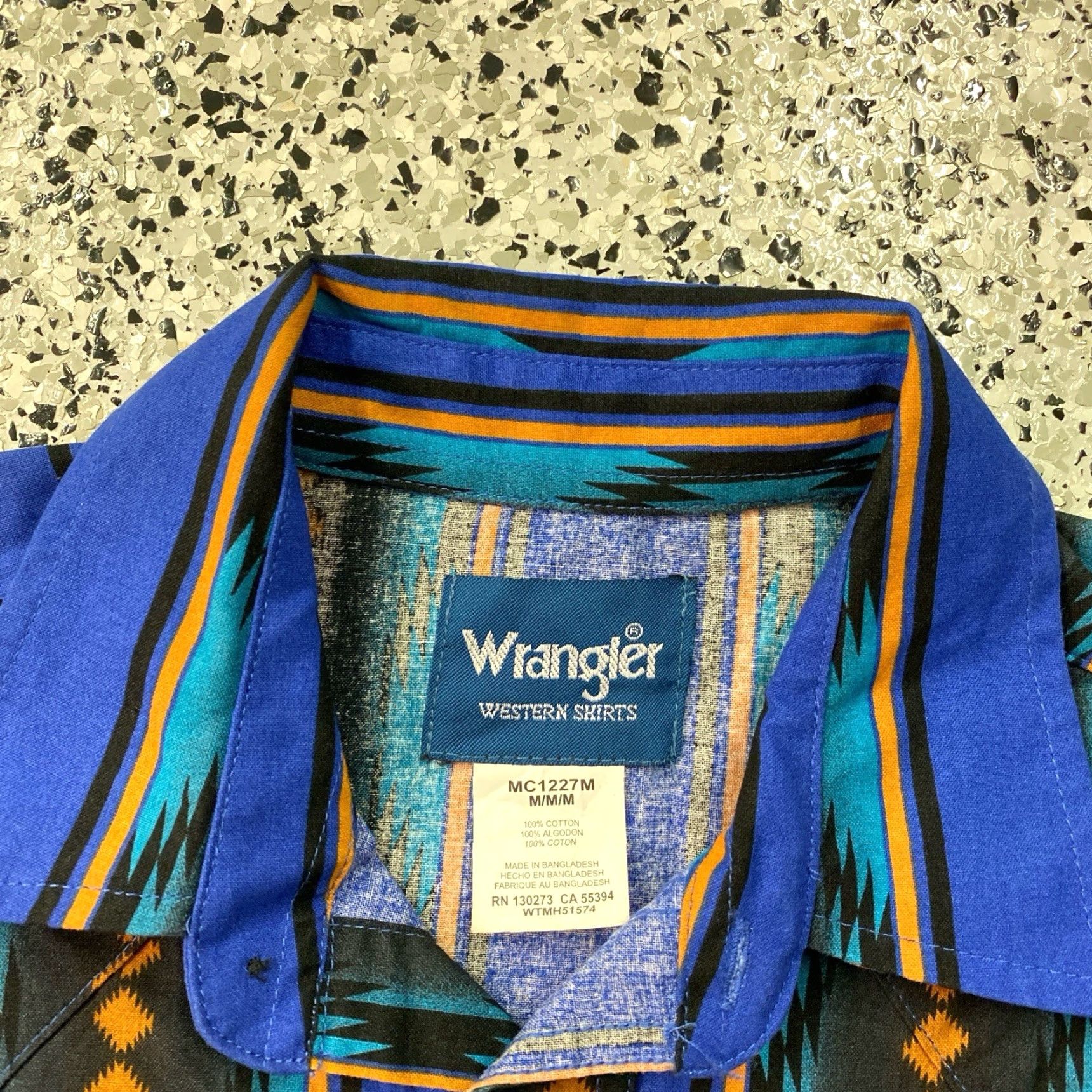 Wrangler VINTAGE Wrangler Pearl Snap Western Print Blue Cowboy Shirt Mens Medium Size US M / EU 48-50 / 2 - 2 Thumbnail