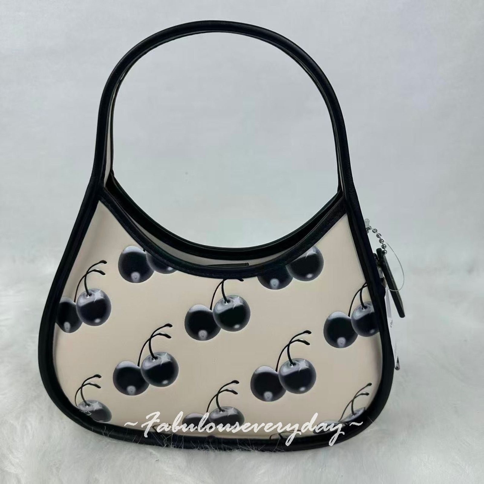 Coach Coach Ergo Cherry Bag in Coachtopia Leather Black/Cloud Size ONE SIZE - 4 Thumbnail