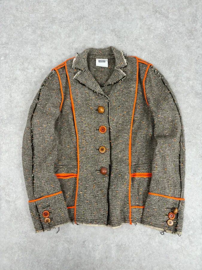 Moschino Moschino Beige Wool & Contrast Orange Trim Skirt & Blazer Set Size M / US 6-8 / IT 42-44 - 6 Thumbnail