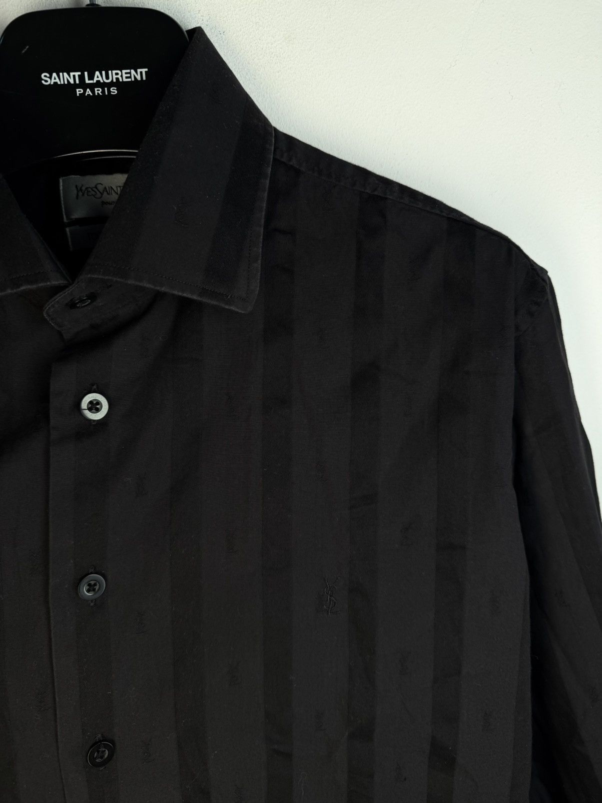 Yves Saint Laurent Monogram YSL Shirt Black Longsleeve Button Up Dress Collar Size US M / EU 48-50 / 2 - 15 Thumbnail