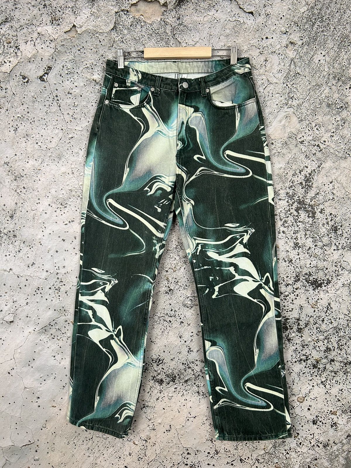 Weekday Weekday Voyage Melt Green Denim Pants Avantgarde Streetwear Size US 30 / EU 46 - 1 Thumbnail