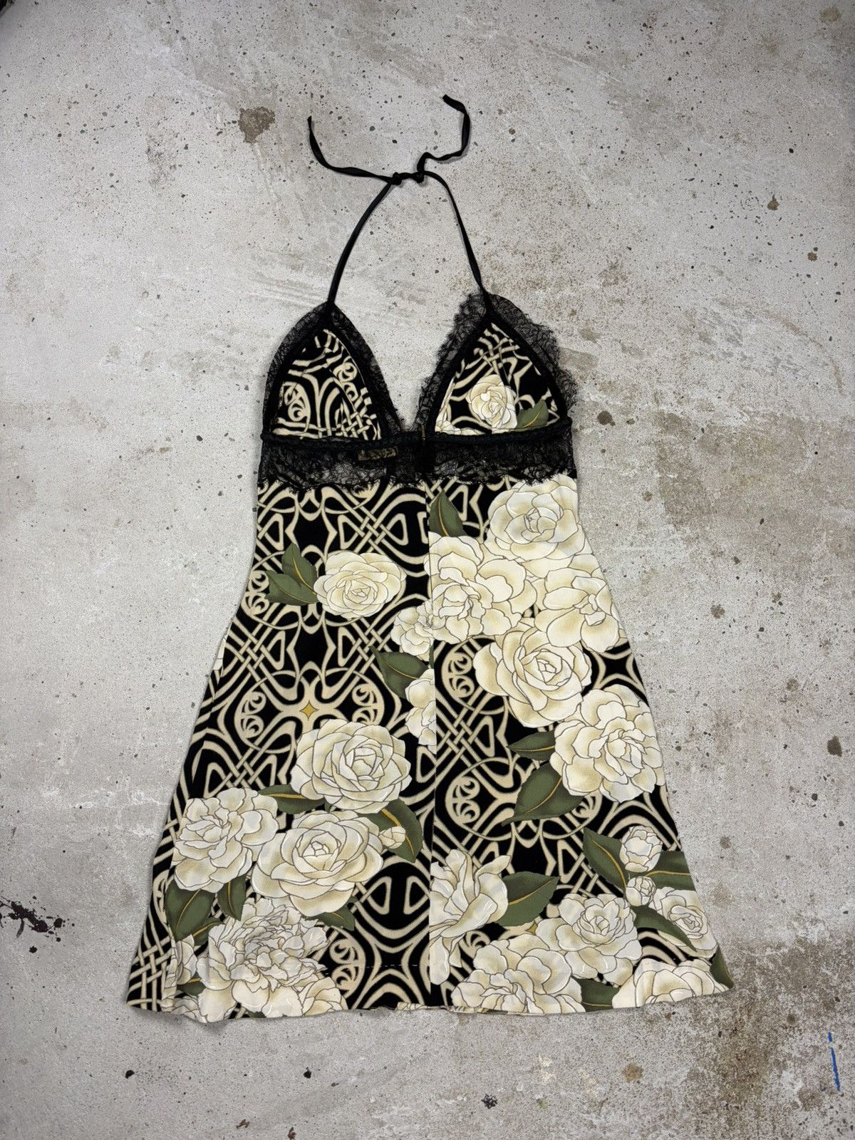 Roberto Cavalli Roberto Cavalli 2006 Floral Print Silk Slip Dress Lace Trims Size M / US 6-8 / IT 42-44 - 2 Thumbnail