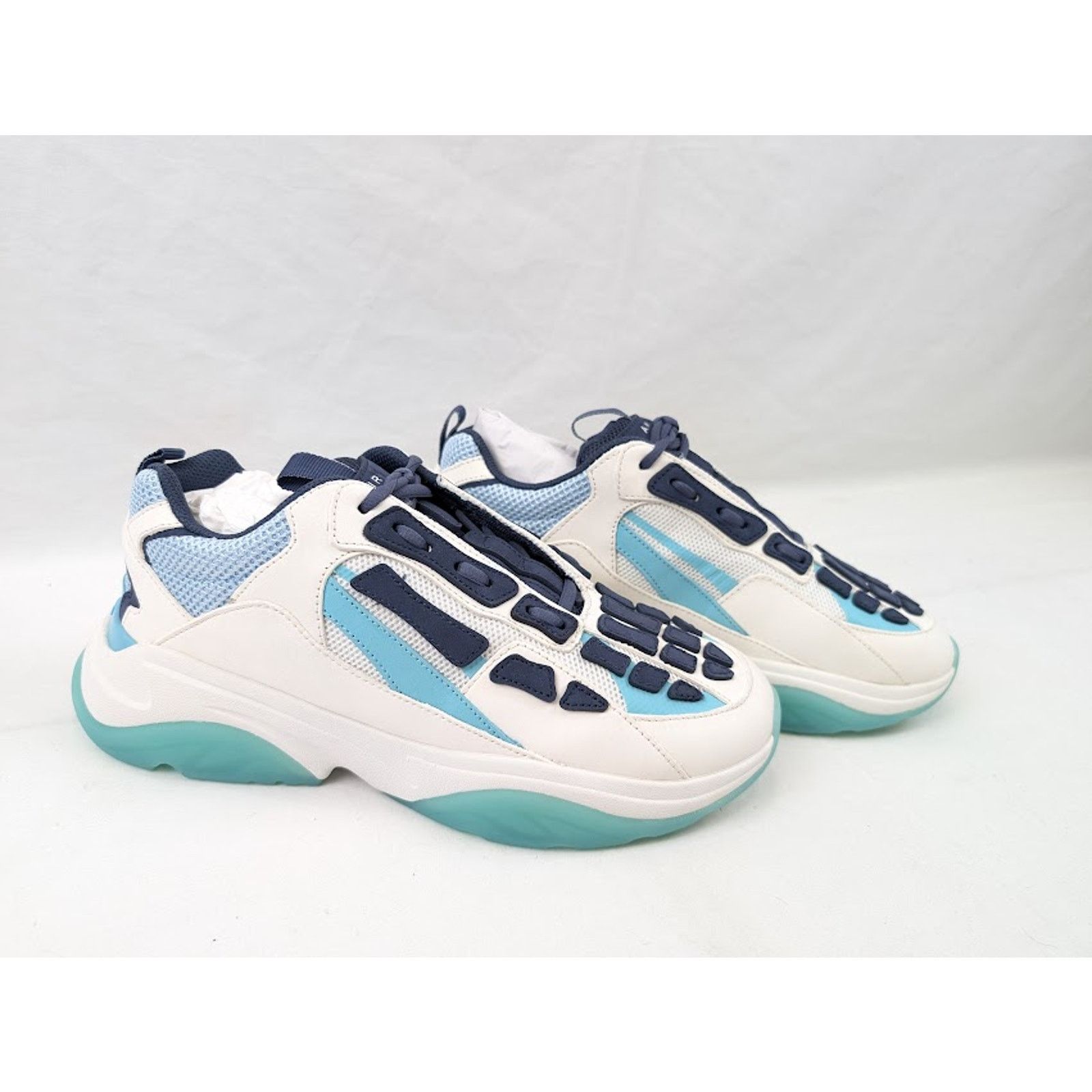 Amiri o1rshd1 Bone Runner Low-Top Sneakers in Baby Blue Size US 12 / EU 45 - 12 Thumbnail