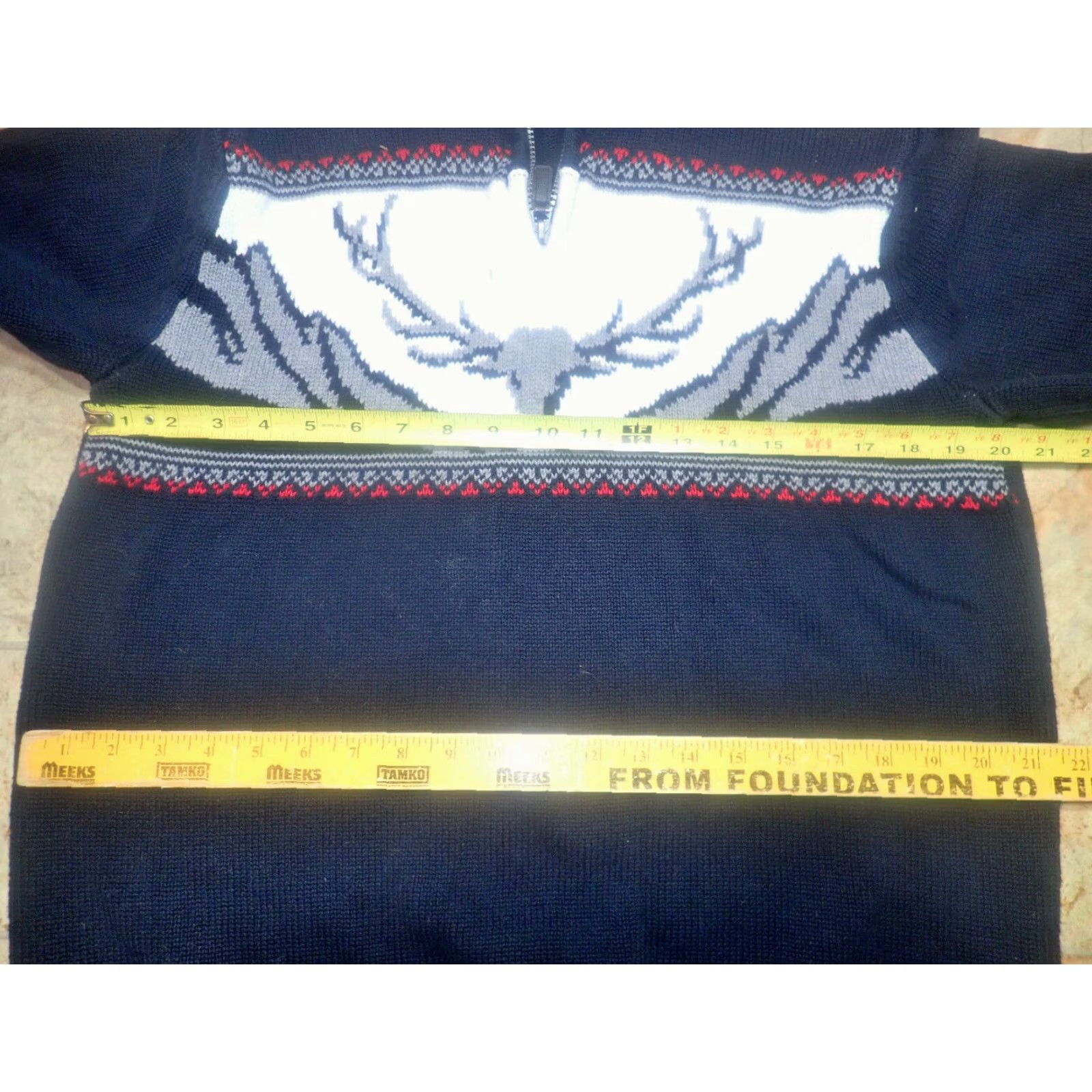 Chaps VINTAGE Women's Cotton Sweater Pullover 1/4 Zip Elk Skull Deer Southwestern Animal Print All Seasons Large Size L / US 10 / IT 46 - 6 Thumbnail