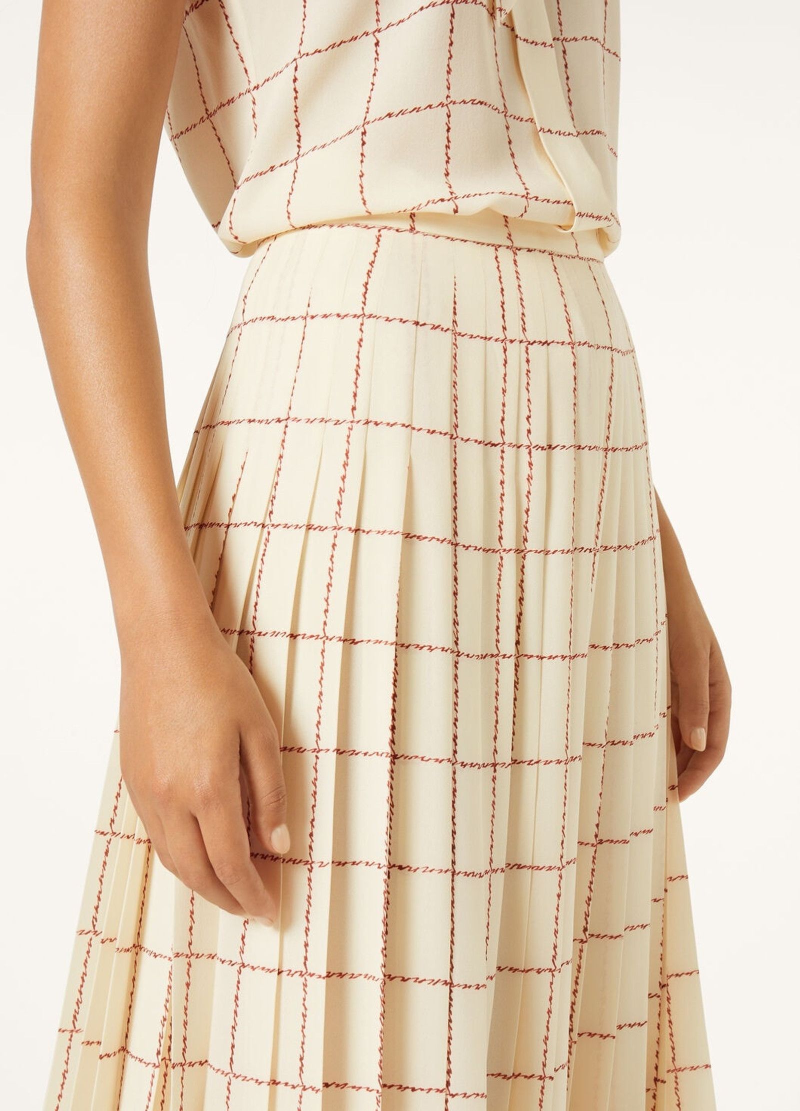 Loro Piana o1srvl11e0526 FAP3865 Clea Midi Skirt in Cream/Brown Size 25" / US 0 / IT 36 - 3 Thumbnail